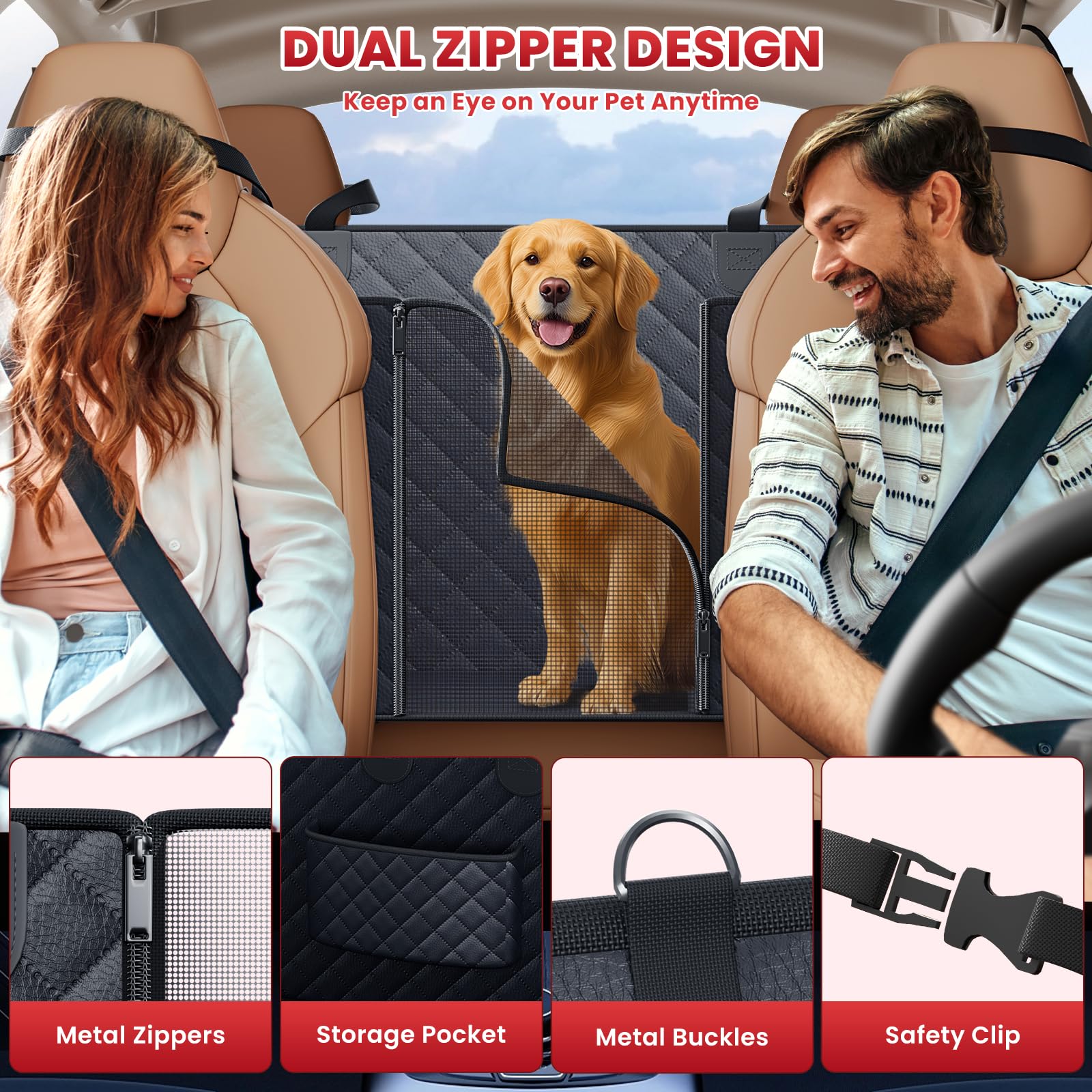 Leather Dog Car Seat Cover, Pets Waterproof Back Seat Cover, 400 Lbs Extender Hard Bottom, Duty Scratch Proof Nonslip Durable So