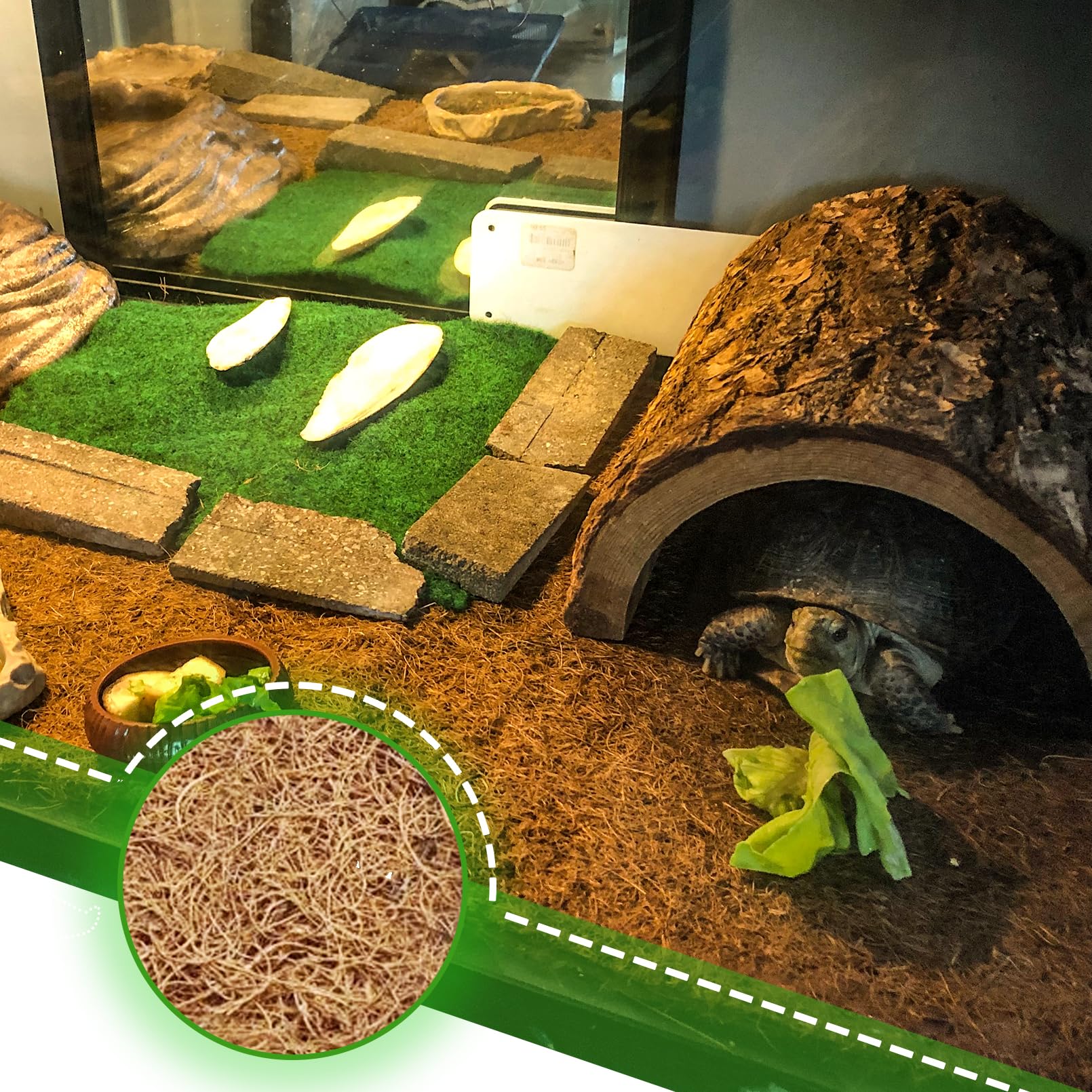 PINVNBY 4 Pieces Reptile Carpet,Bearded Dragon Natural Coconut Fiber Mat,Lizard Terrarium Liner Pads,Tortoises Bedding Supplies