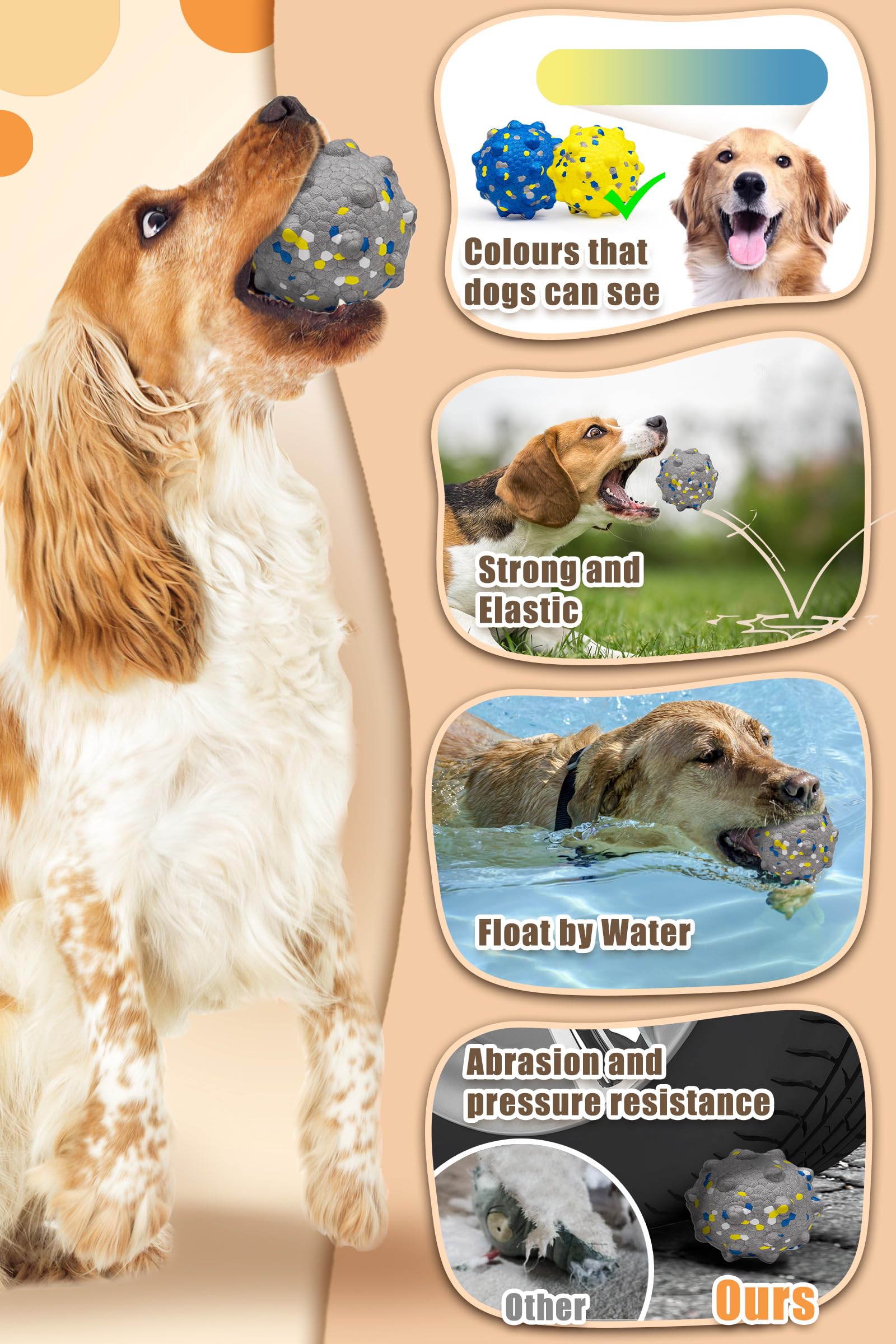 Moonorange 2.36'' Dog Balls For Dogs Aggressive Chewers Indestructible Tennis Durable Bouncy Interactive Dog Toy Balls For Fetch