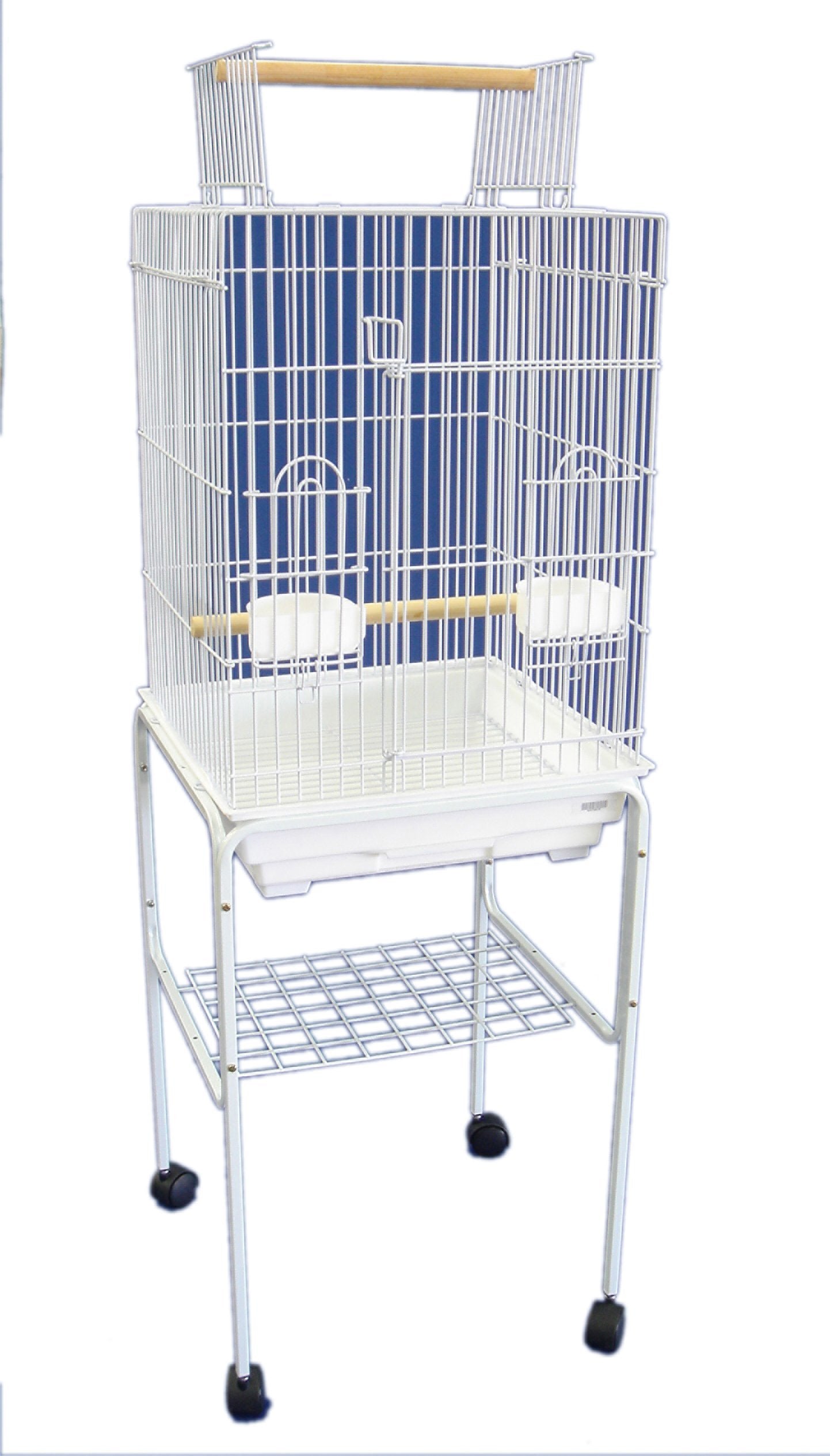 Yml 5984 3/4' Bar Spacing Open Top Parrot Cage With Stand, 18' X 18 X 56/Small, White
