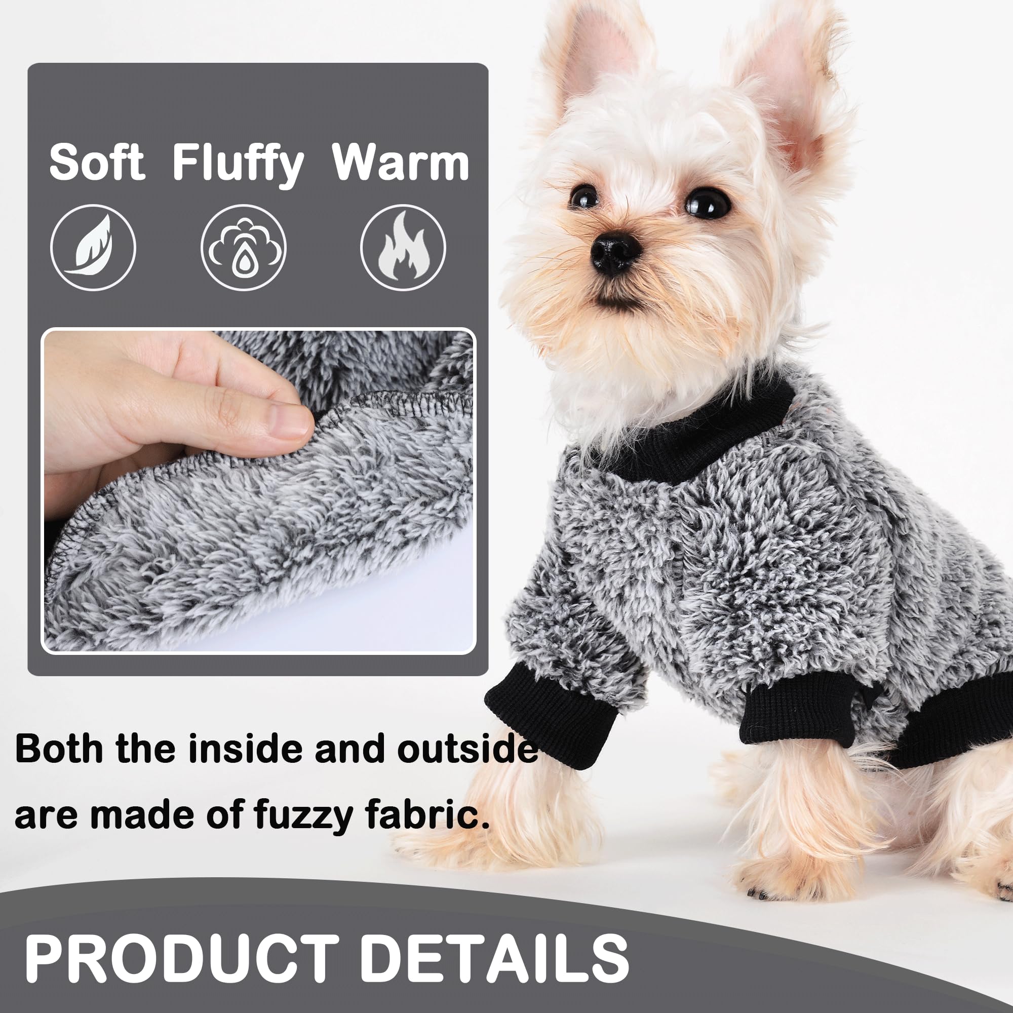 Dog Sweater Sweaters For Small Dogs Girl Purple Fleece Clothes Winter Soft Thickening Warm Puppy Boy Teacup Yorkie Chihuahua (M,