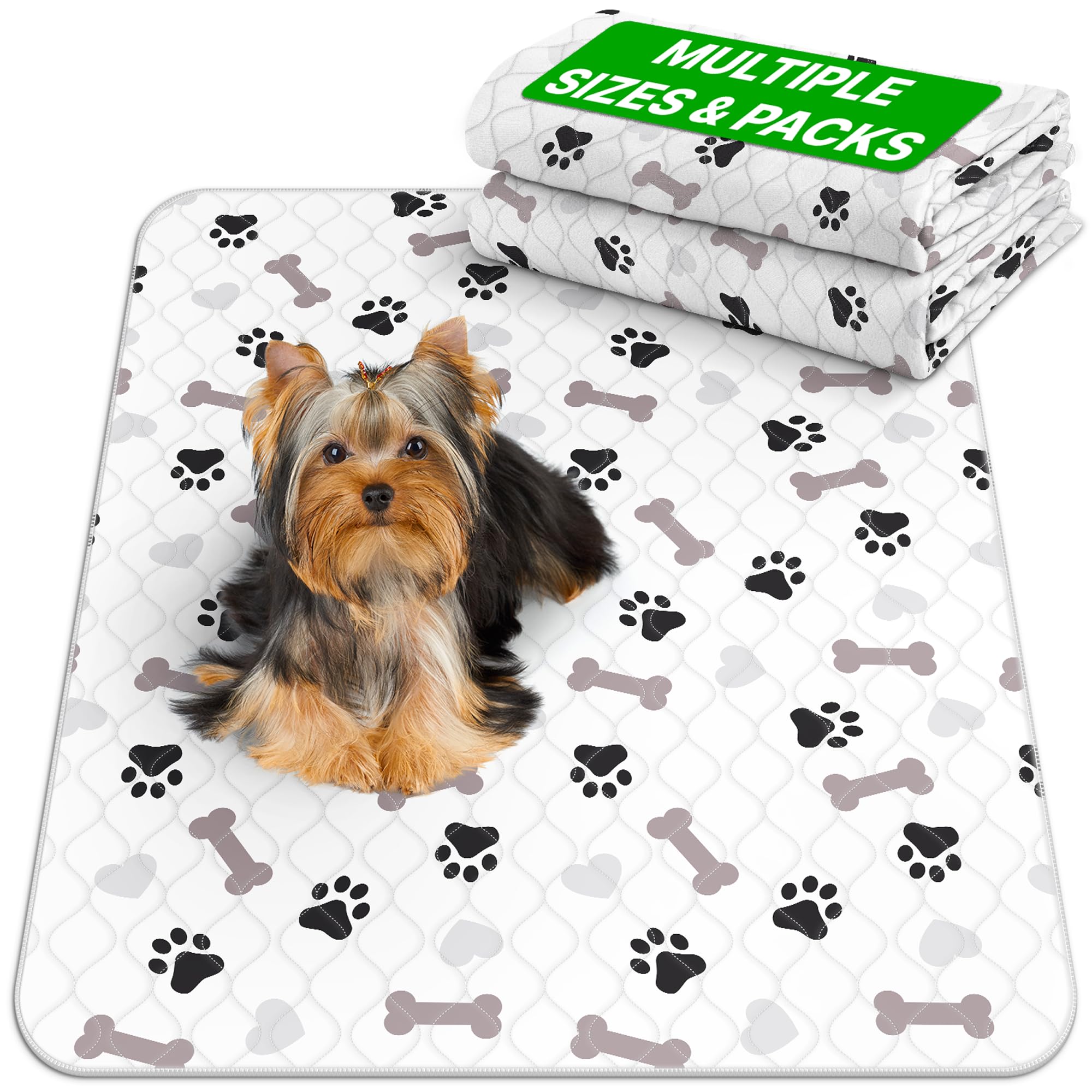 Green Lifestyle Washable Pee Pads For Dogs - Waterproof Reusable Puppy Pads With Anti-Slip Backing, Pet Training Pad For Puppy P