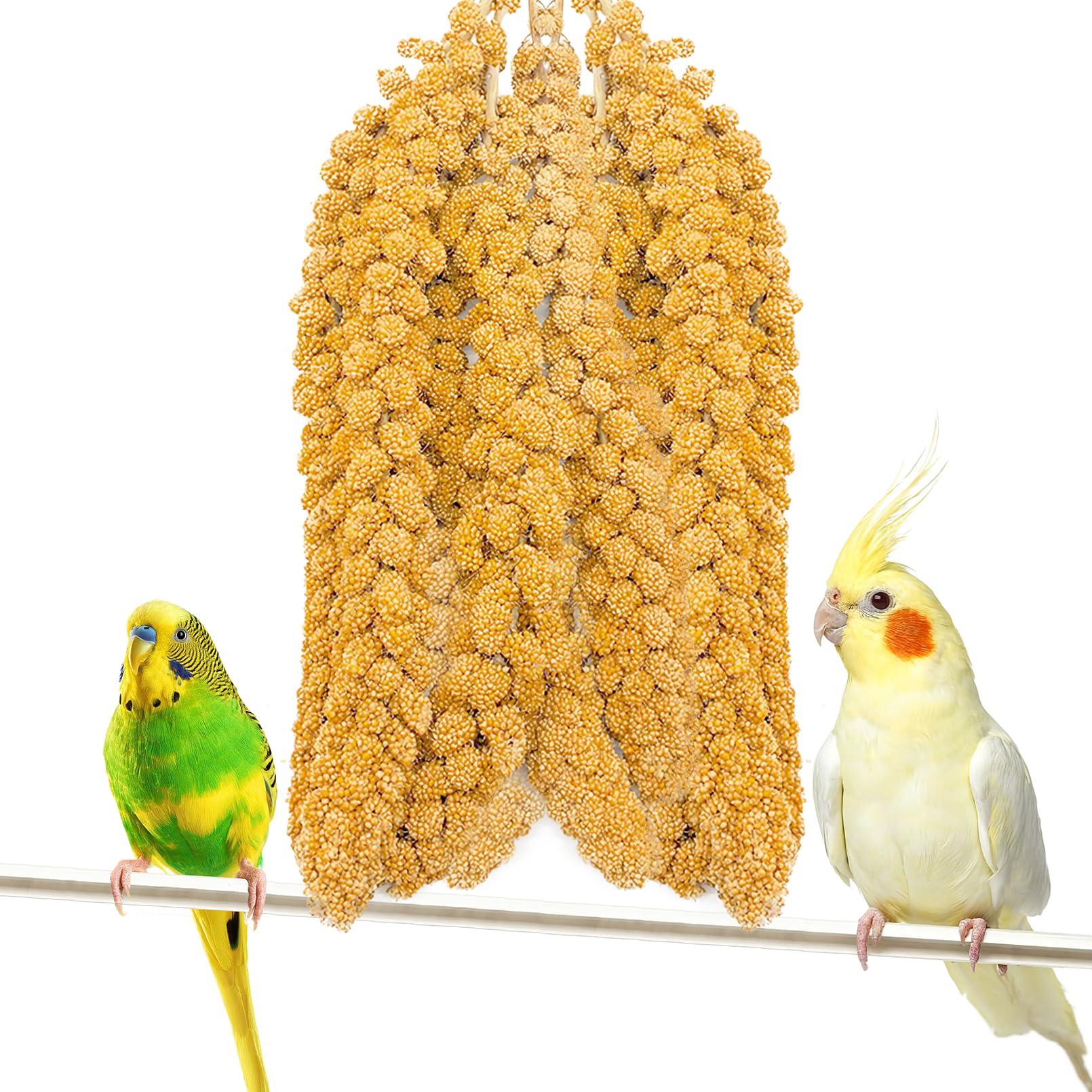 Fhiny Millet Spray for Birds, 2.2LB Natural Sun-Dried Millet for Birds Original Parakeet Food & Treats Spray for Parakeets Parro