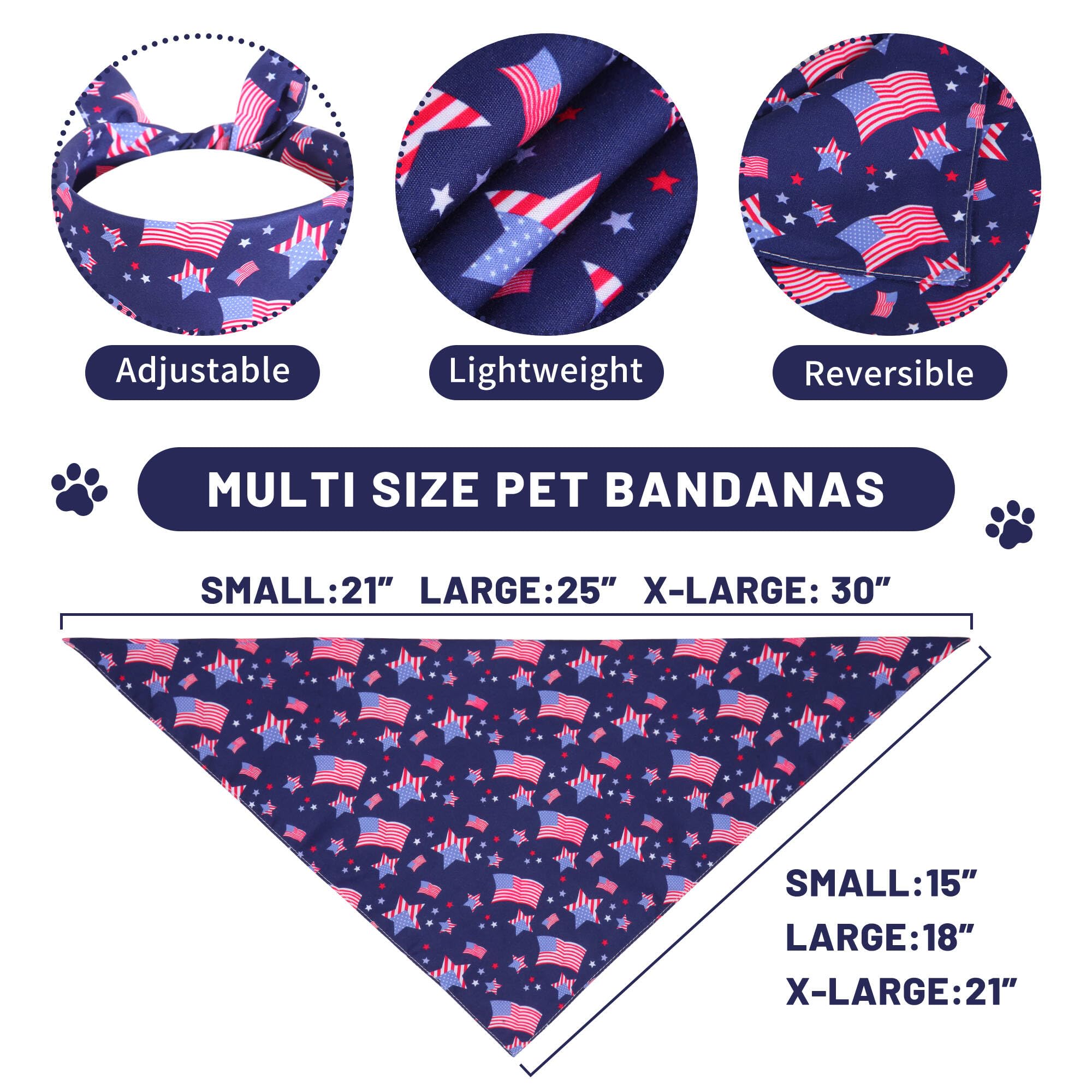 Gofshy 4Th Of July Dog Bandanas Small 2Pcs, American Flag Patriotic Scarf, Independence Holiday Bandana,Premium Durable Triangle