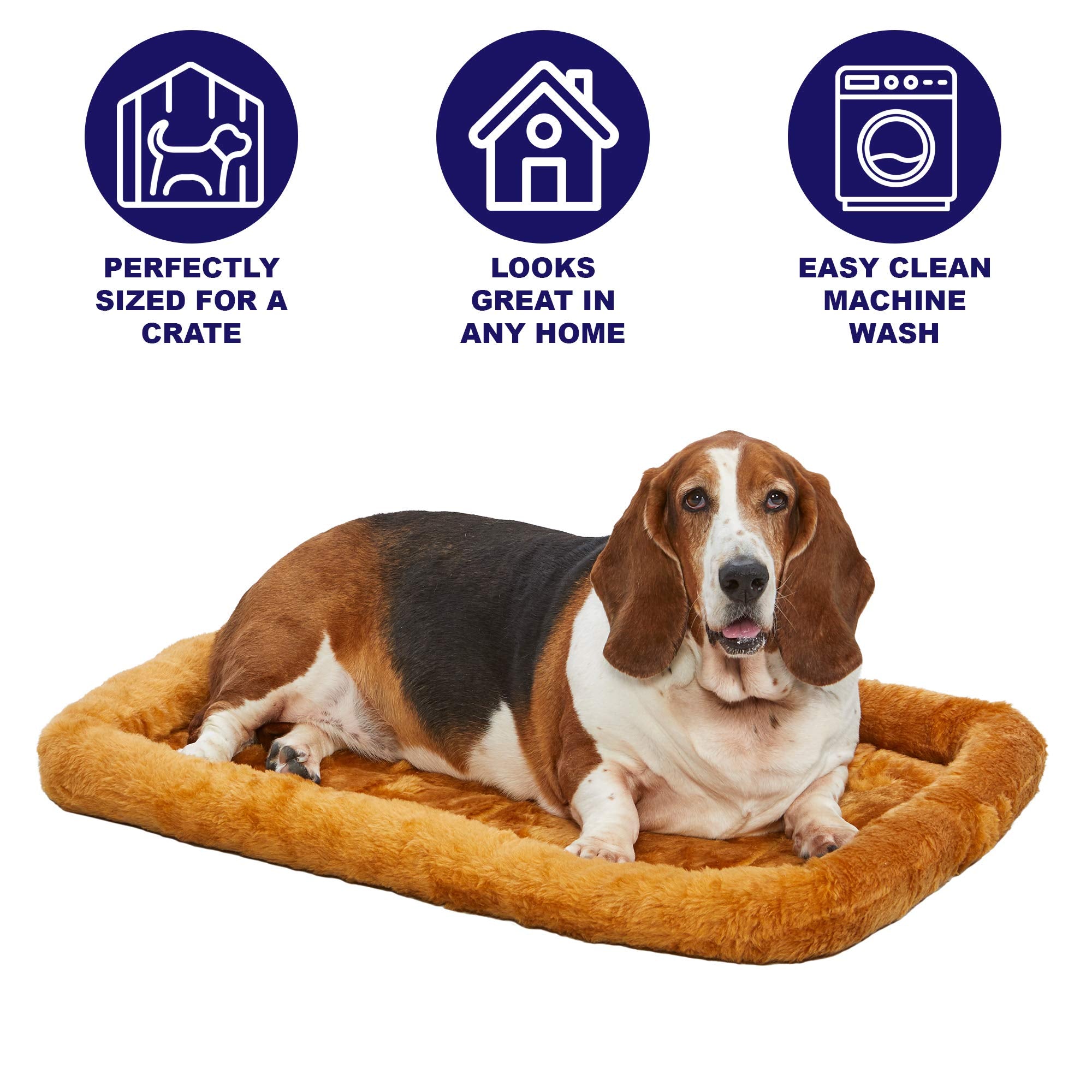 Midwest Homes For Pets Bolster Dog Bed 42L-Inch Cinnamon Dog Bed W/Comfortable Bolster | Ideal For Large Dog Breeds & Fits A 42-