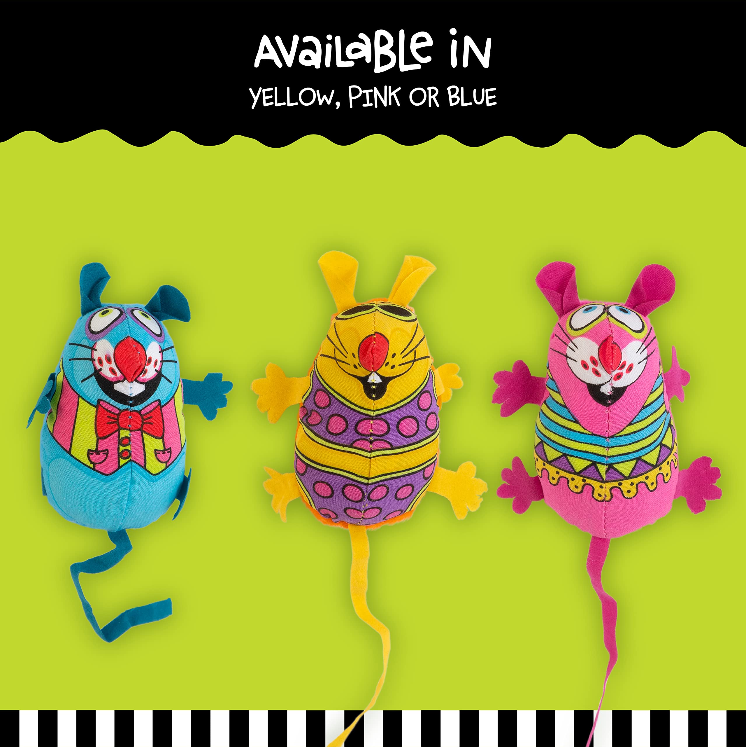 Doskocil Bamboo Pet Cam650384 Fat Cat Kitty Hoots Eeeks Chic Catnip Toy, Multicolor