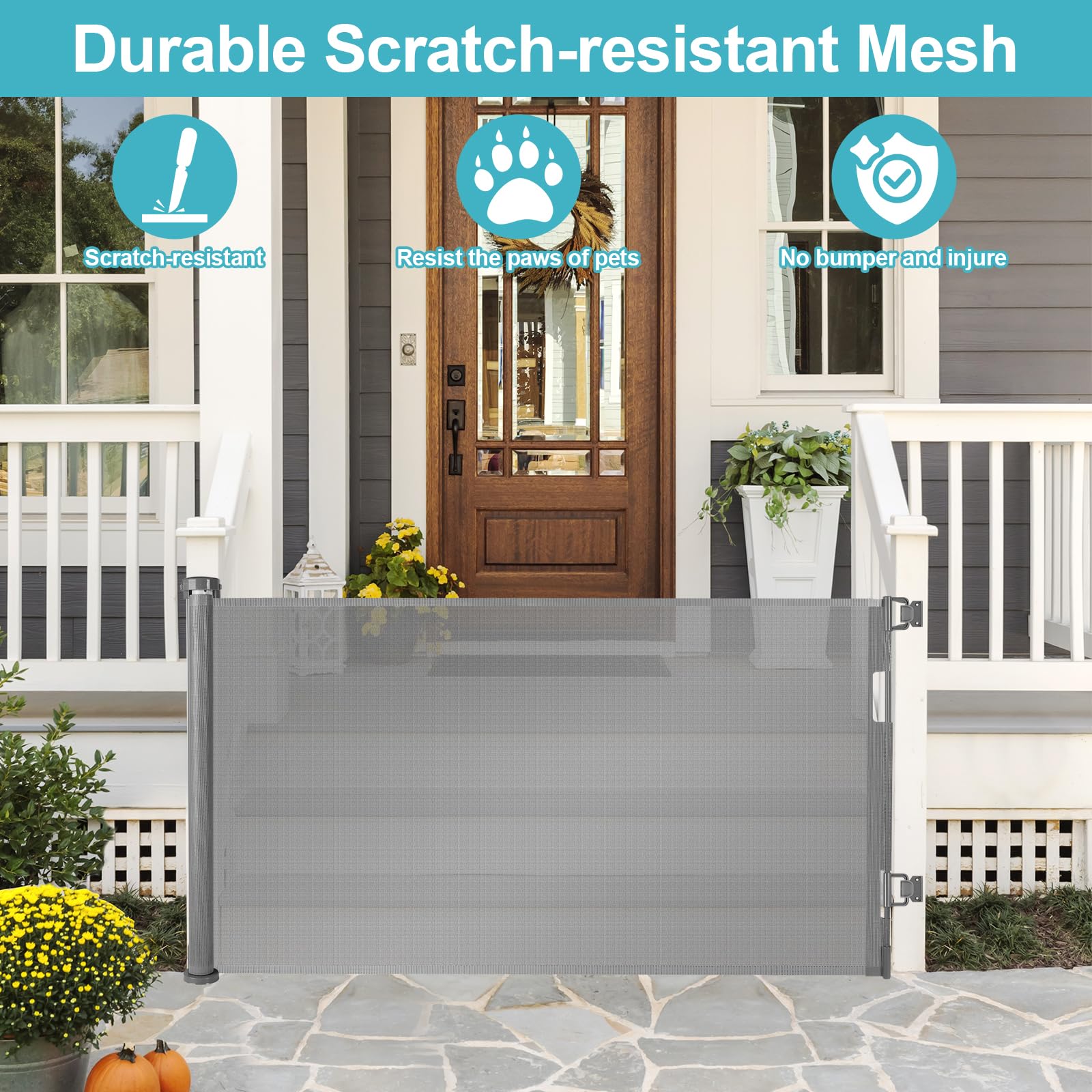 Retractable Baby Gate Retractable Gate 35    Tall X 55    Wide Dog Gates for The House Outdoor Pet Gates for Dogs Indoor Mesh Do