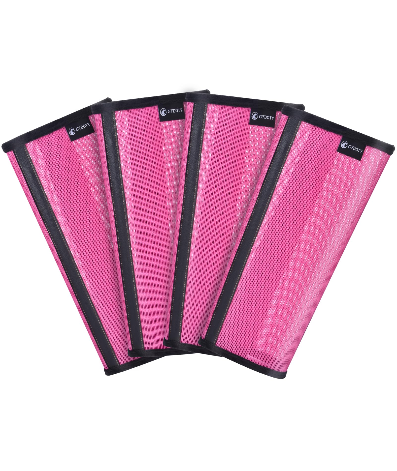 Gydoty Pony Fly Boots Set Of 4 - Upgrade Mesh Horse Leggins With Leather Frame, Donkey Leg Fly Protection (Small, Pink)