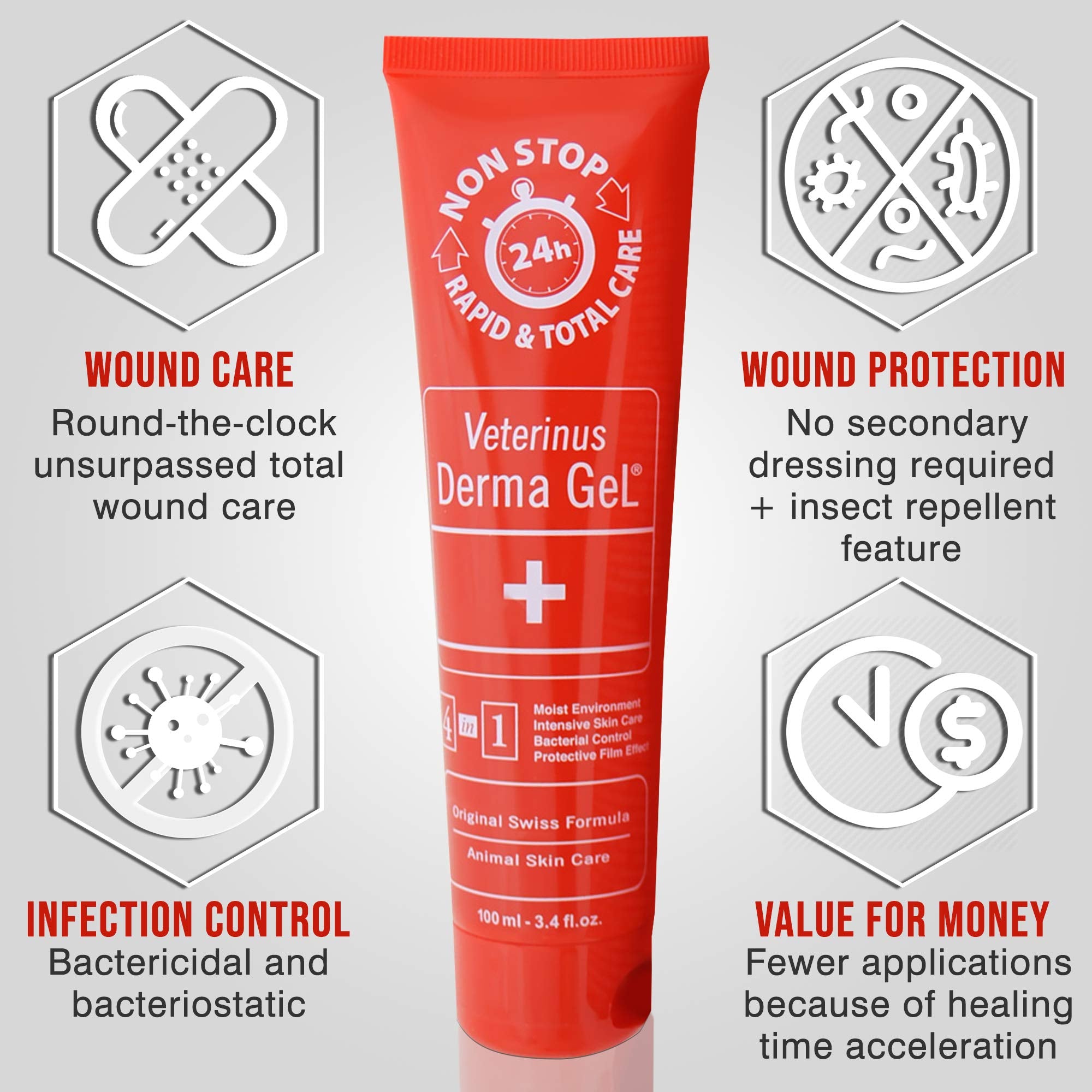 Veterinus Derma GeL 100ml Tube with Bonus 10ml - Skin Care Gel for Irritated Skin, Soothes and Protects