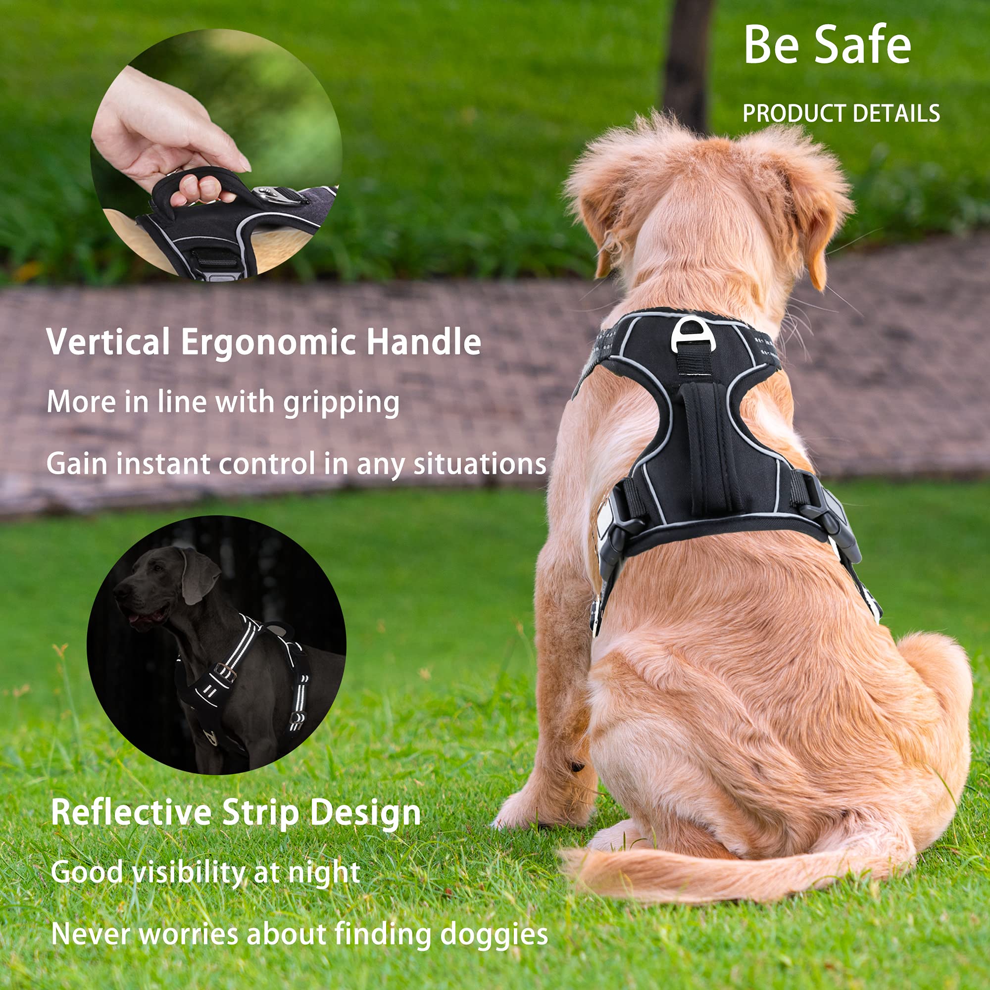 Funfox Dog Harness X-Large No Pull Pet Harness, Adjustable Dog Vest For Easy Walking, Breathable Oxford Material, Reflective Strips With Metal Front Clip For Control Large Breed Dogs