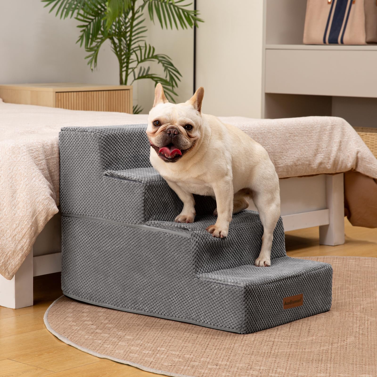 Aodisman Dog Stairs for Bed 18.5 H, 4-Step Dog Steps for Small Dogs and Cats, Indoor Non-Slip Balanced Pet Stairs are Suitable f