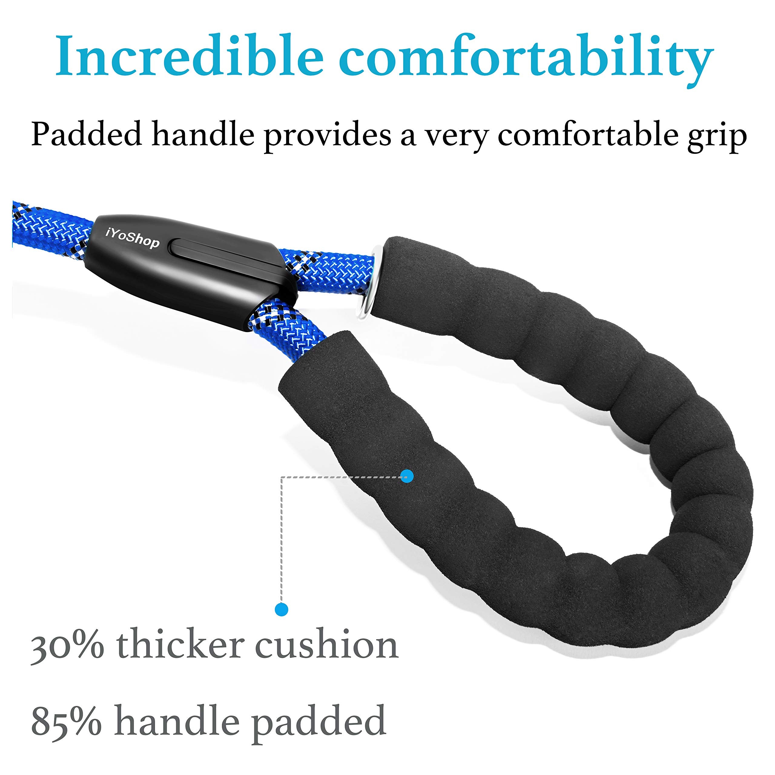 Iyoshop Dual Dog Leash, Double Dog Leash, 360 Swivel No Tangle Walking Leash, Shock Absorbing Bungee For Two Dogs, Royal Blue, Large (25-150 Lbs)