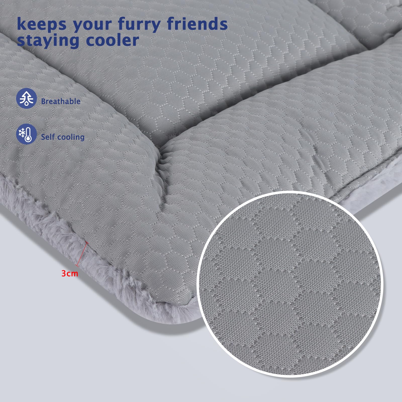 Vetasac Dog Bed Mat, Crate Pad Reversible,Soft Kennel Pad, Washable Dog Crate Mat (Cool And Warm),Pet Sleeping Mattress For Smal