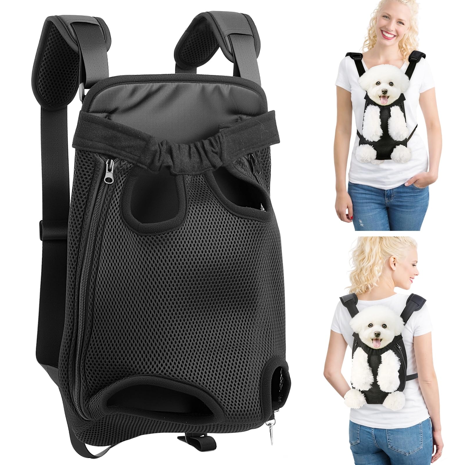 Mosago Dog Backpack Carrier with Thick Padded Bottom Support, Adjustable Pet Front Carrier, Legs-Out Chest Carrier for Small to 