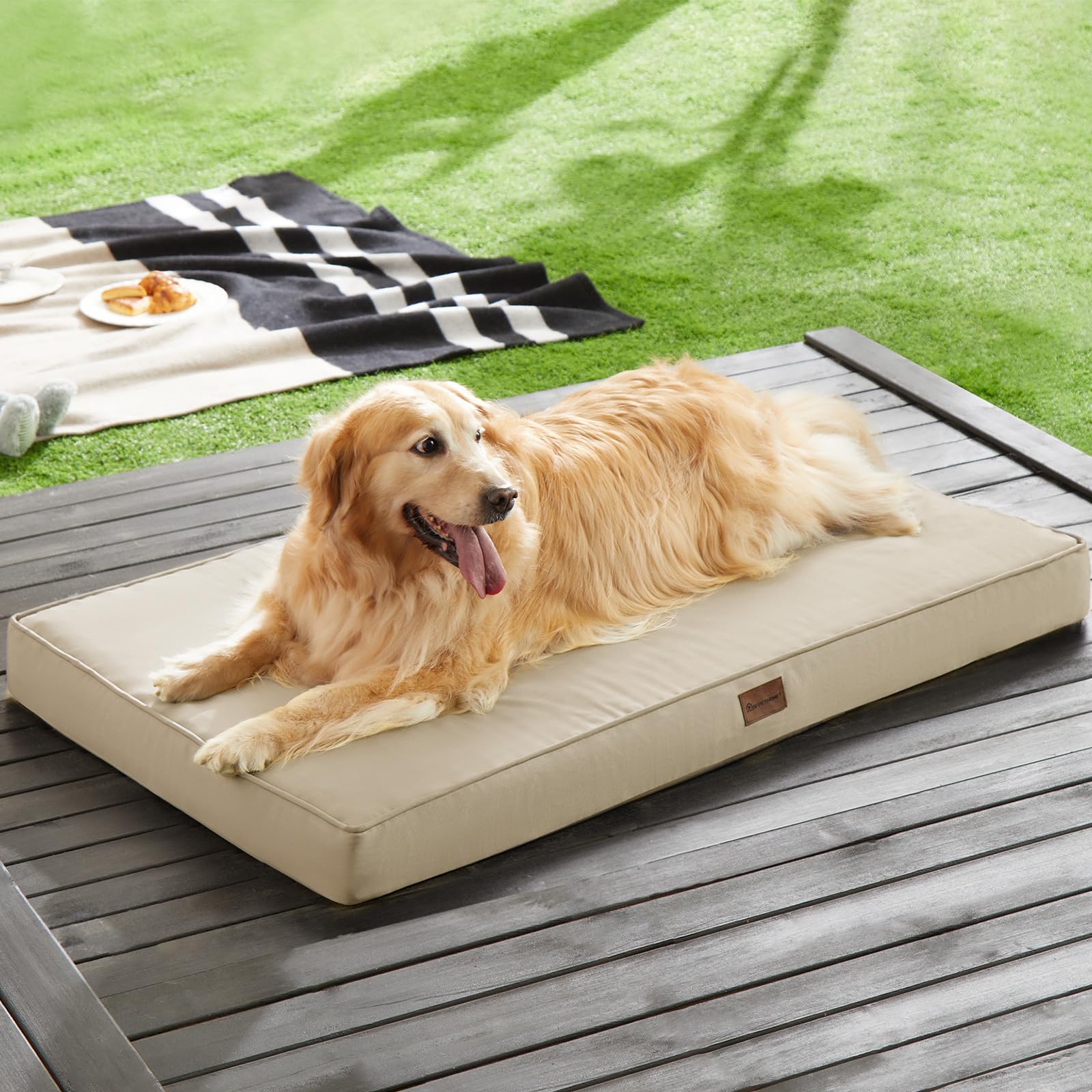 Bfpethome Outdoor Dog Bed For Large Dogs, Waterproof, Orthopedic With Removable Washable Cover, Egg Crate Foam Mat (36 X 27In, B