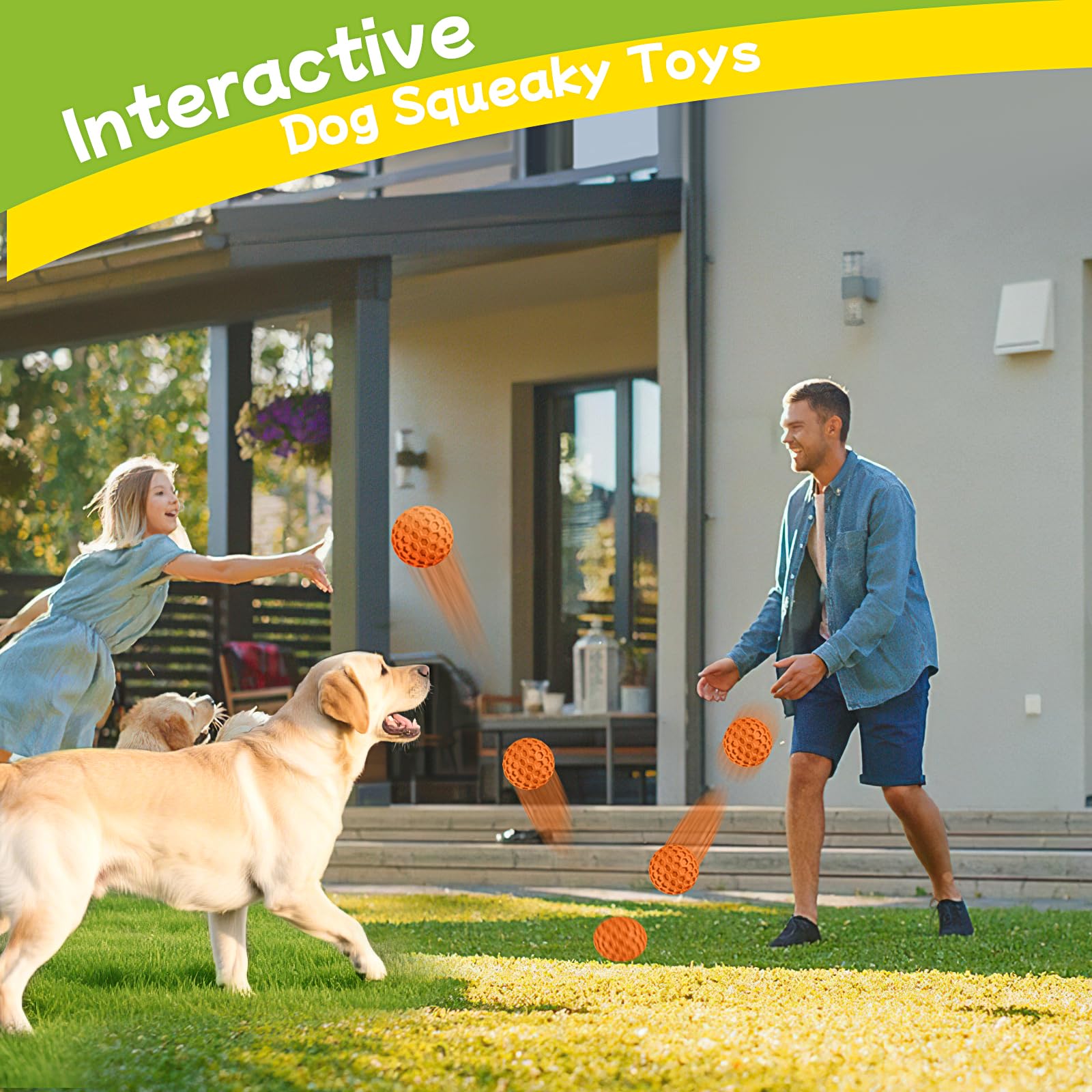 havit Indestructible Squeaky Dog Balls for Aggressive Chewers, Interactive Dog Toys to Keep Them Busy, Rubber Dog Chew Toy for L