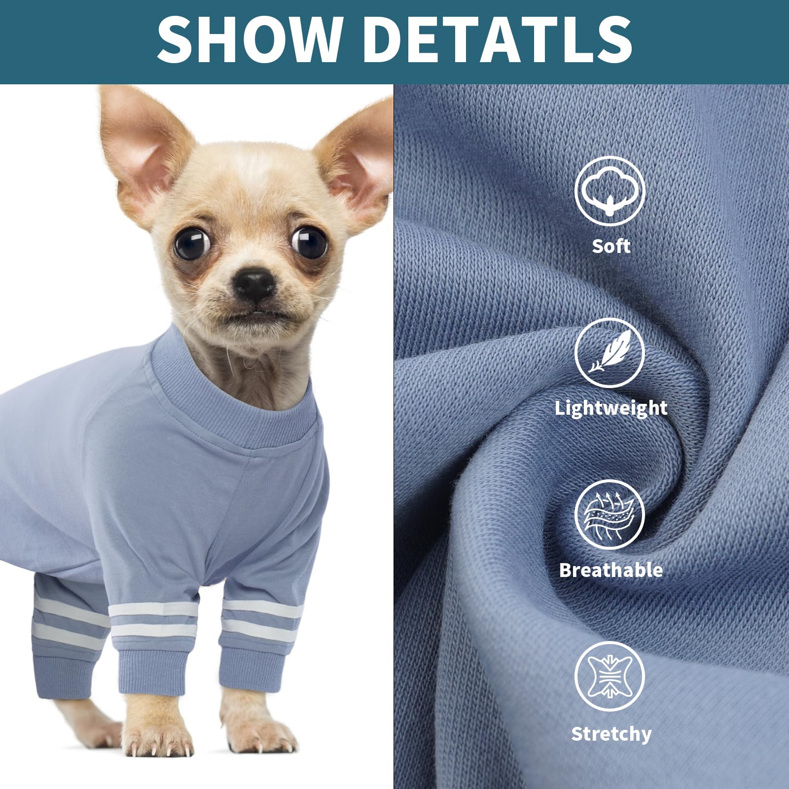 Brkurleg Dog Pajamas Soft Material Stretchable Small Dogs Pajamas Onesie, Shirt For Small Medium Dogs After Surgery, Cotton Pet