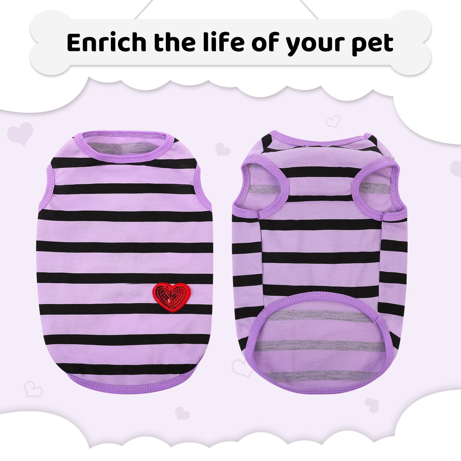 Preferhouse Dog Shirts For Small Dogs, Striped T-Shirts Pets Vest Pet Apparel Tee Shirts Dog Tank Top Spring Summer Suitable For