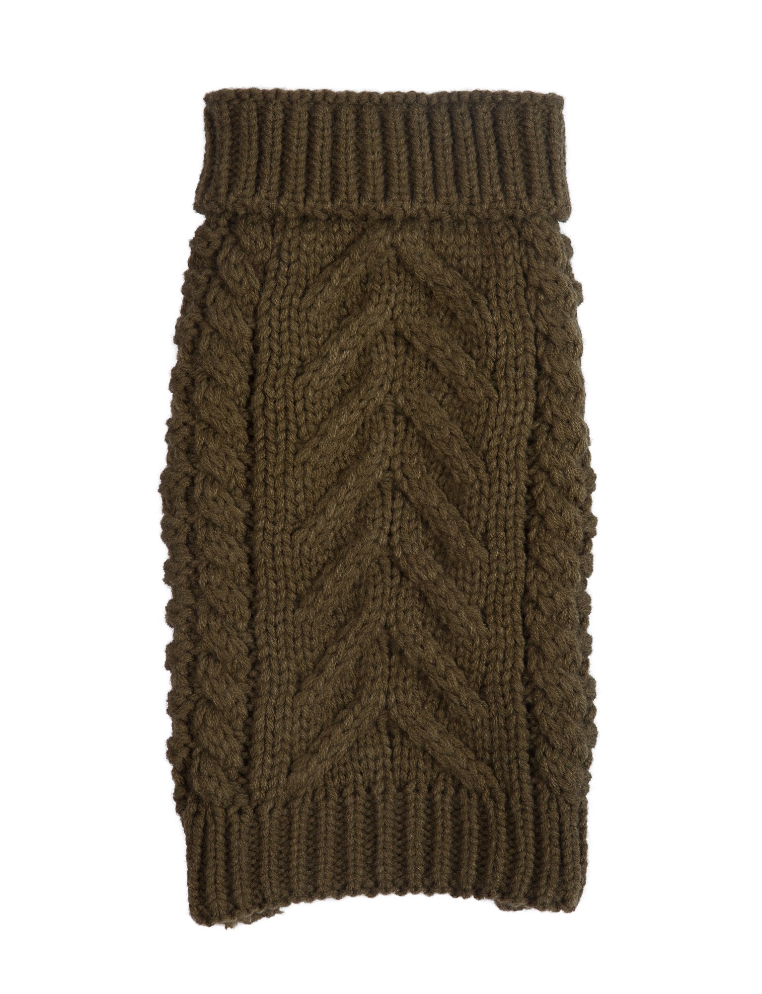 Fabdog Dog Sweater - Cute Chunky Knit Turtle Neck Designs For All Dogs - Durable & Soft Pet Clothes - Ideal Gift | Fits Neck Sizes 8' | Olive