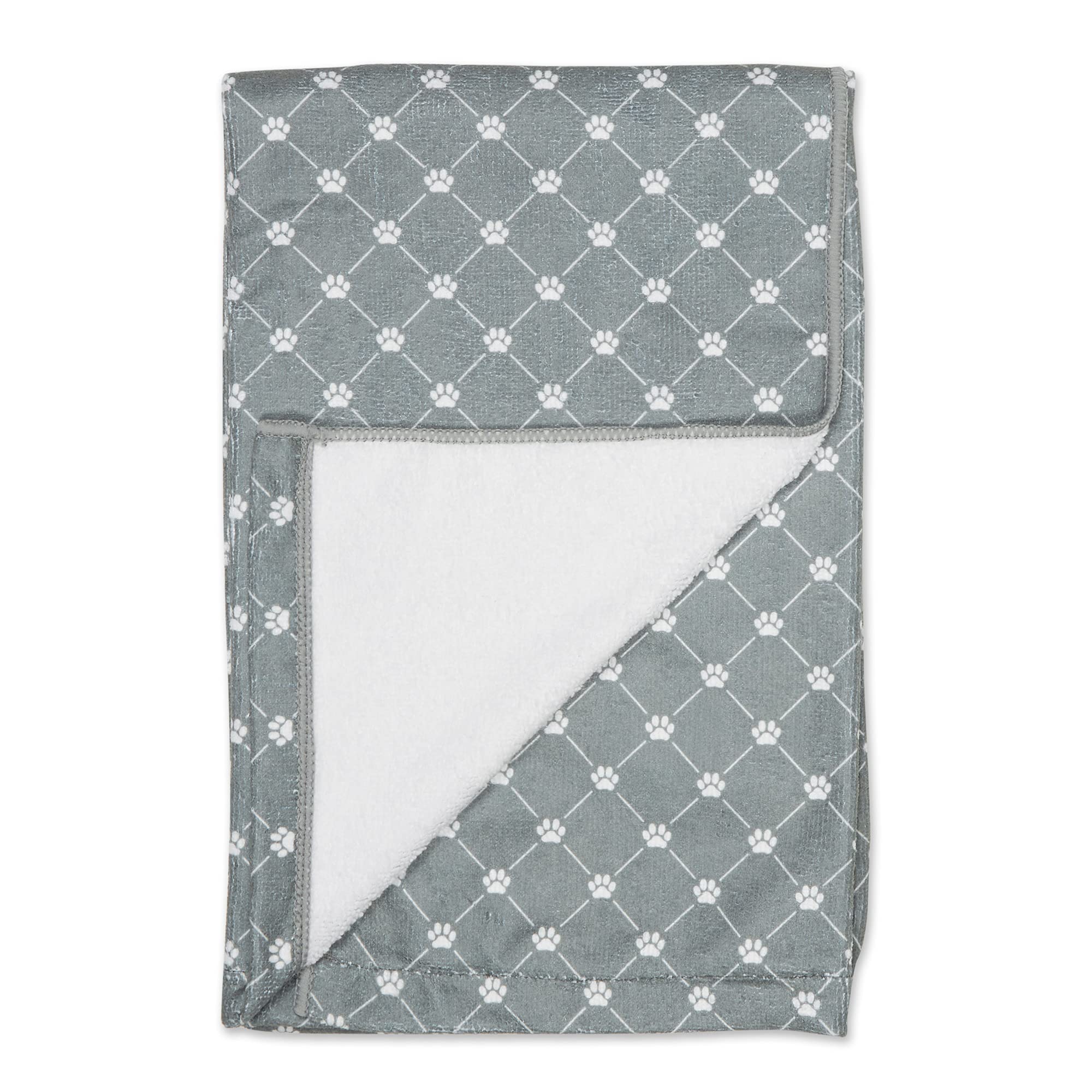 Bone Dry Pet Grooming Towel Collection Absorbent Microfiber X-Large, 41x23.5&quot;, Trellis Gray