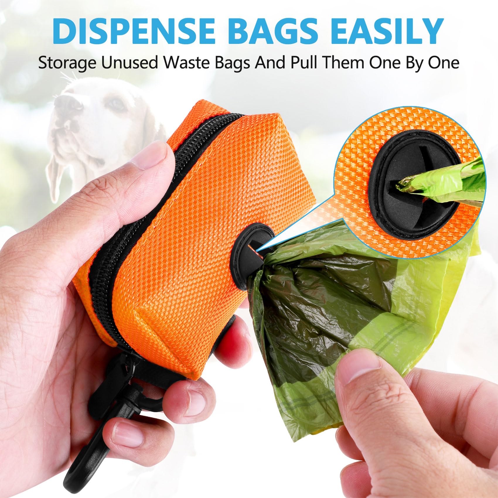 2 Pack Dog Poop Bag Holder for Leash Attachment - Waste Bag Dispenser for Leash - Fits Any Dog Leash - Portable Set with 1 Hand