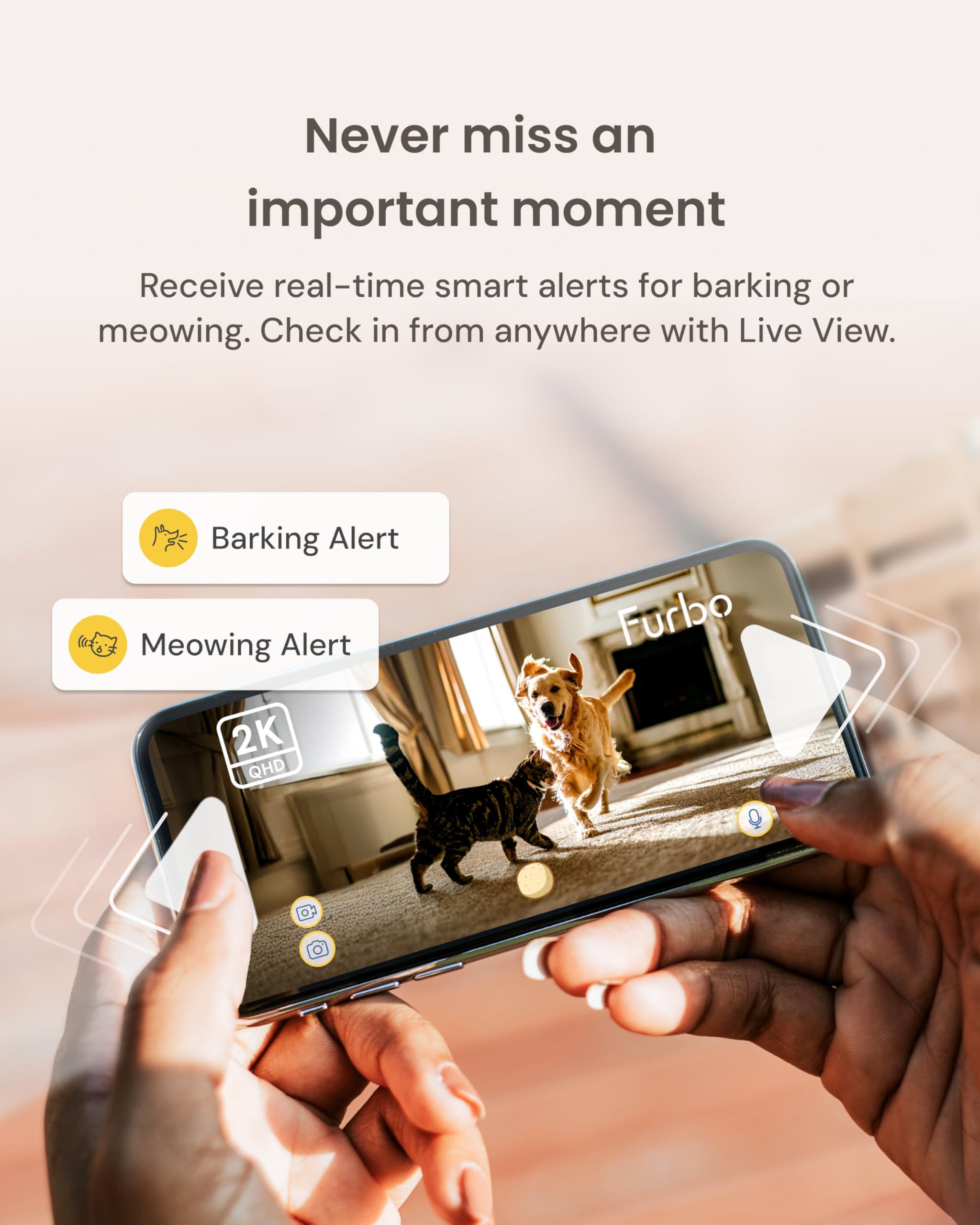 Furbo Mini 360 [New] 2K QHD Pet Camera: Dog & Cat Rotating Treat Dispenser w/Phone App, Smart Indoor Cam with 2-Way Speaker & Ni
