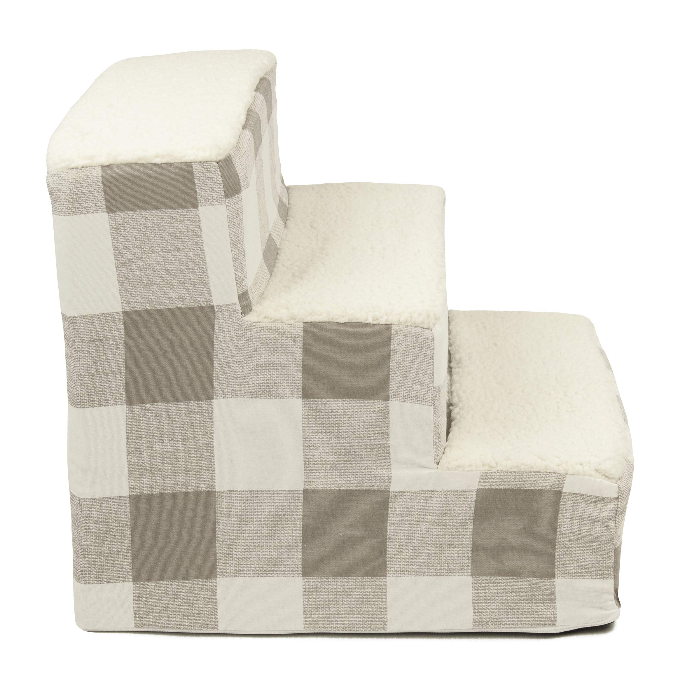 Majestic Pet Anderson Check Portable Lightweight Pet Stairs Step for Cats and Dogs Removable Cover