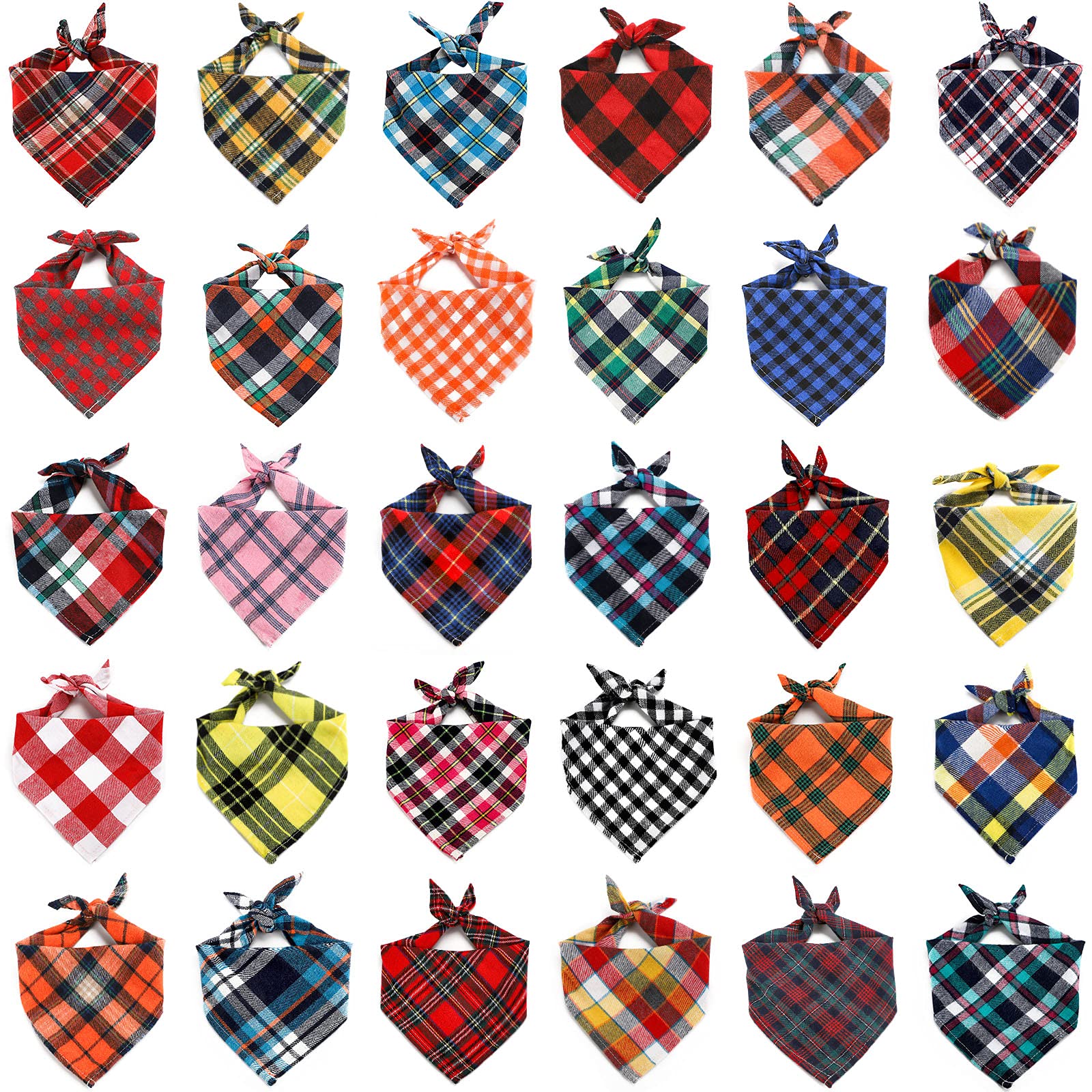 Segarty Dog Bandanas, 30 Pack 22.8'X15.7' Pet Scarf Triangle Plaid Bibs Accessories Bulk For Medium Small Dogs Cats Large Puppy Dogs, Washable Adjustable Reversible Boy Pets Birthday Kerchief