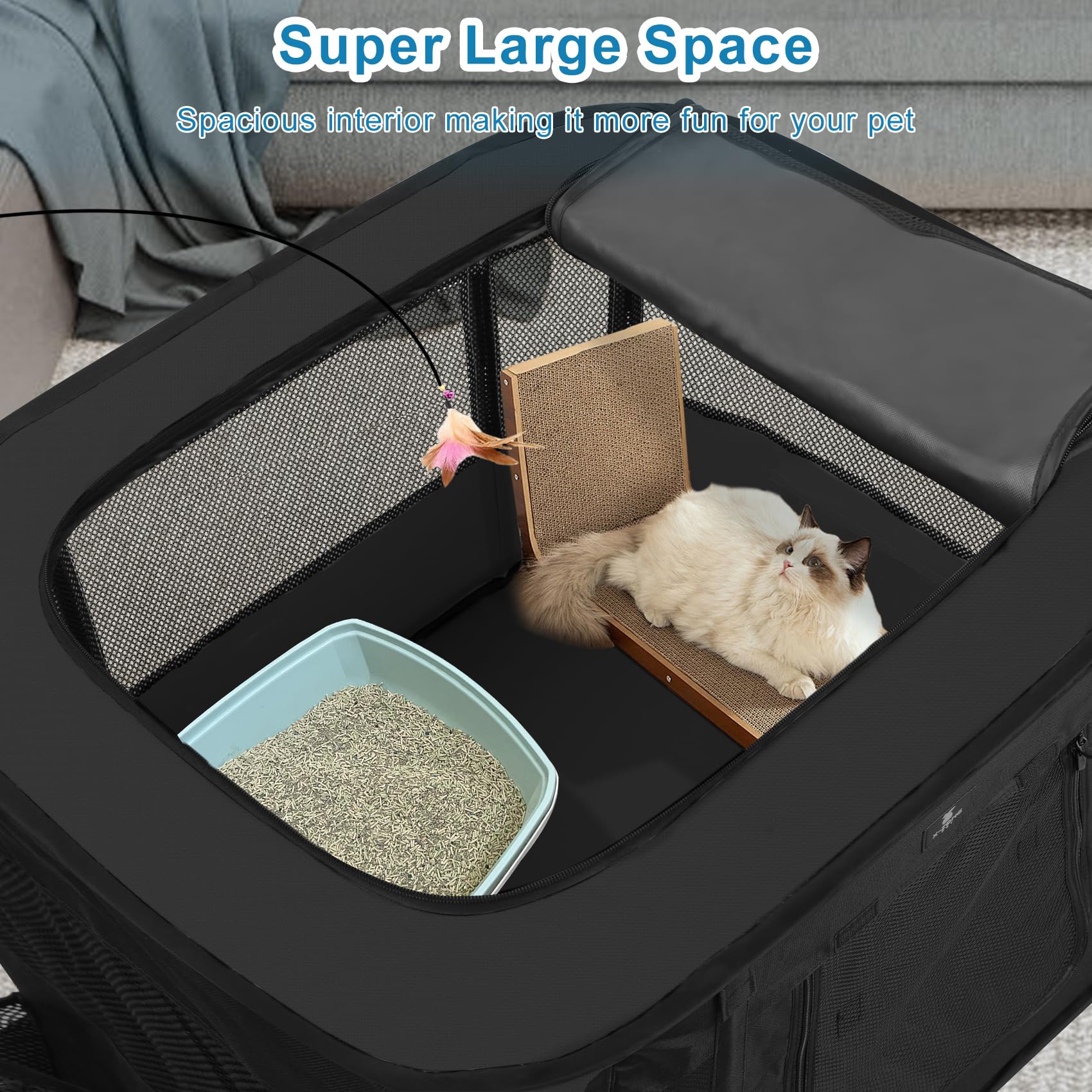 X-ZONE PET Dog Playpen, Puppy Cat Play Pen Portable Foldable Indoor/Outdoor Tent Crate Cage, Portable Pet Crate Small Size Black