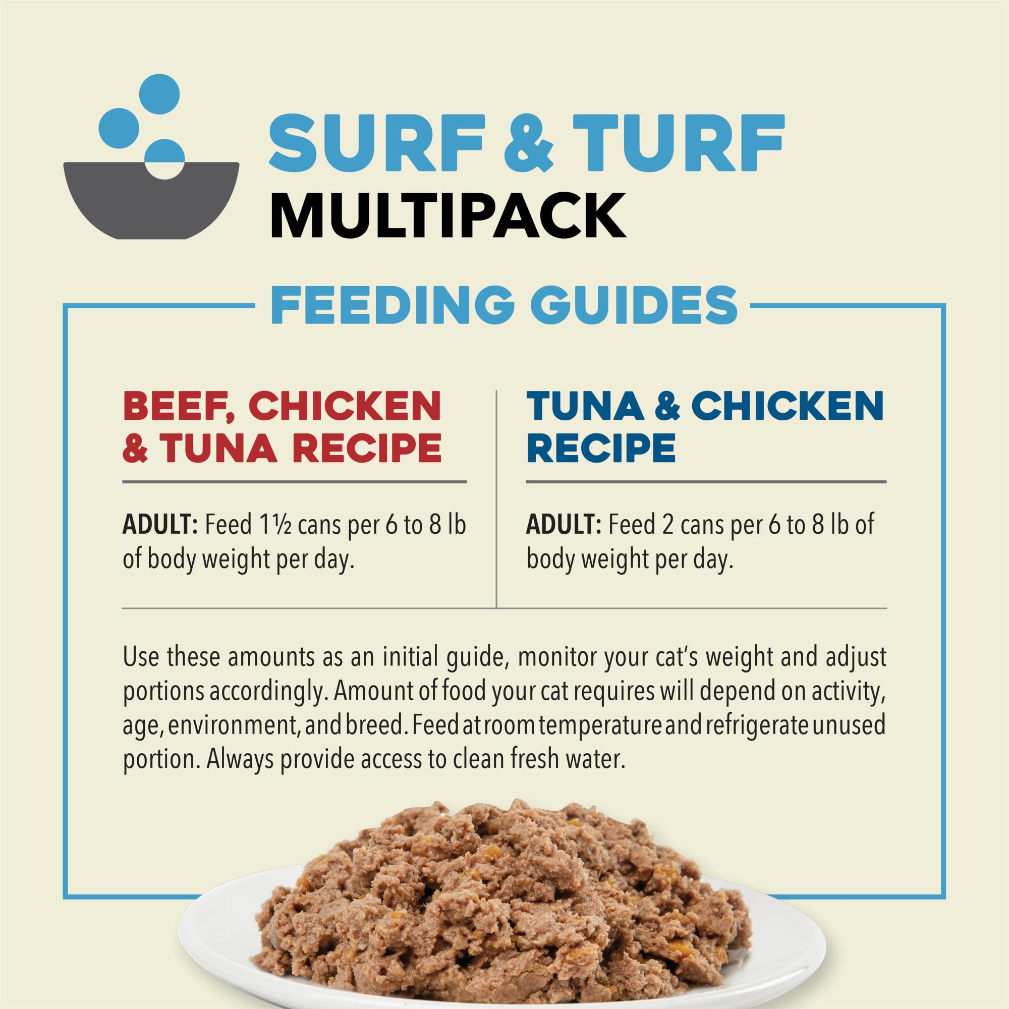 ACANA Premium Pate Wet Cat Food in Bone Broth Variety Pack: Surf and Turf - Beef Chicken & Tuna + Tuna & Chicken Recipes 3oz Can