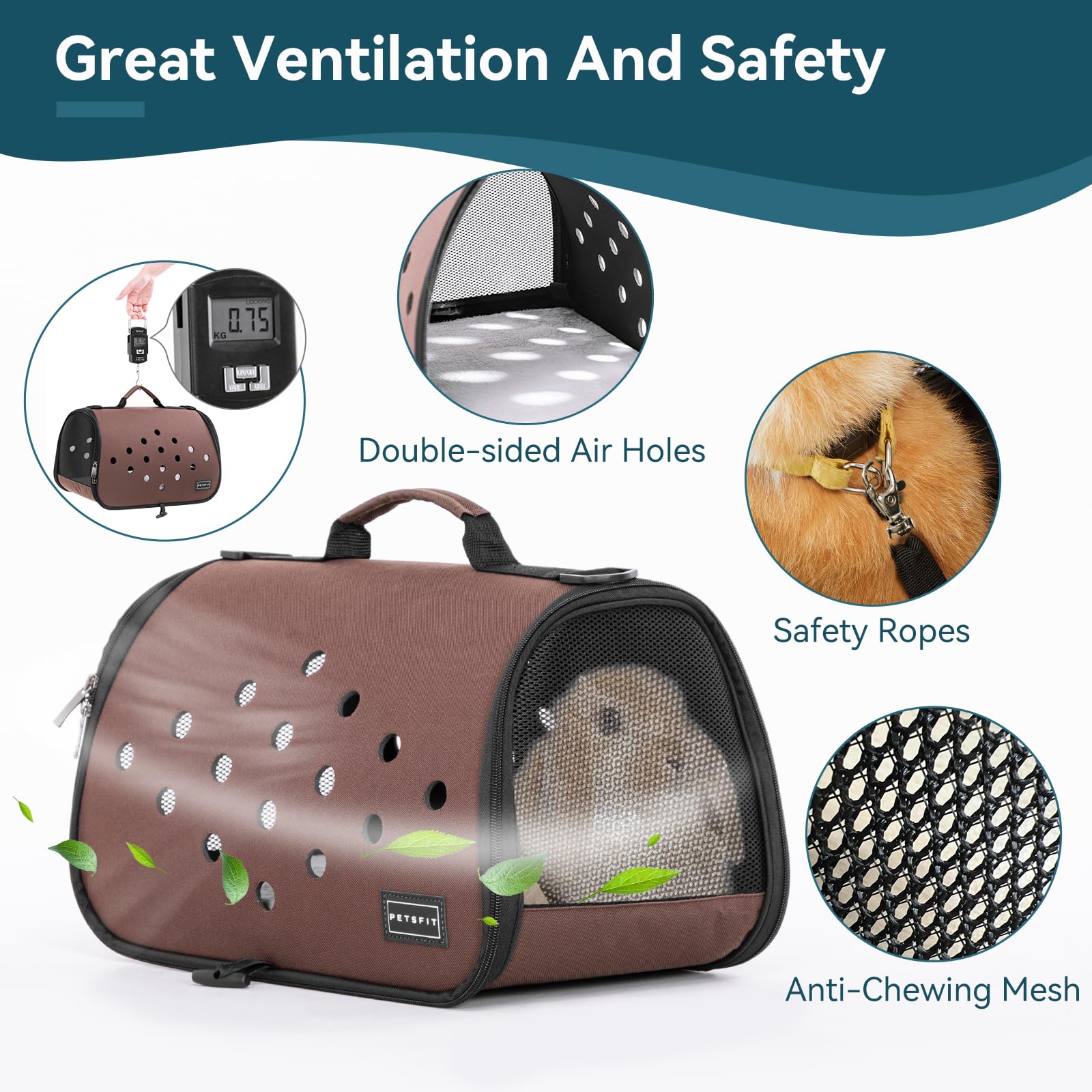 Petsfit 16 X 9 X 9 Inches Rabbit Carrier, Portable Bunny Carrier With Ventilation Holes, Guinea Pig Carrier For Small Animals, Chinchilla, Hedgehog, Squirrel