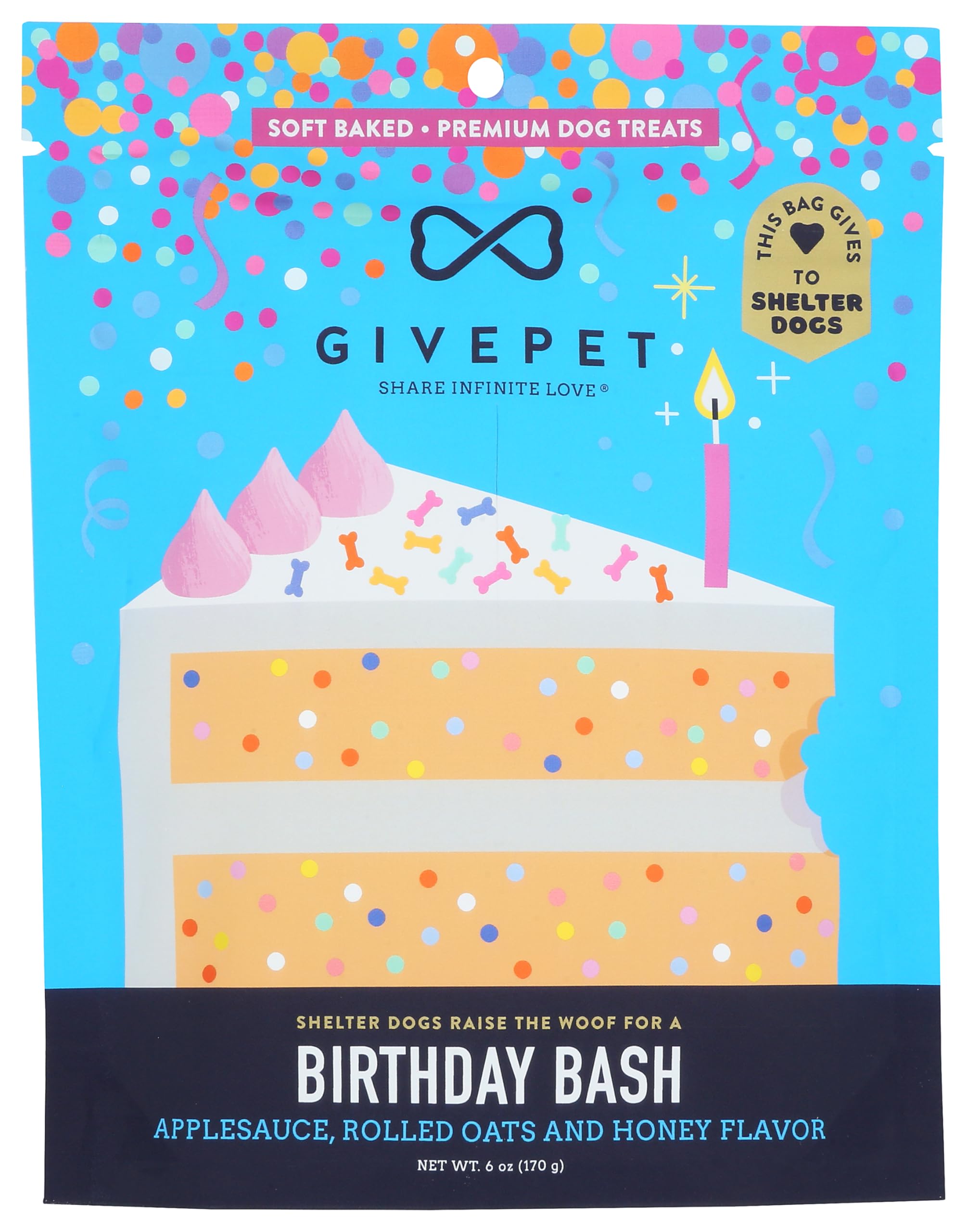 GivePet Birthday Bash Dog Treats 6 Oz - Dog Training Treats, No Artificial Flavors - Applesauce, Rolled Oats & Honey Dog Snacks 