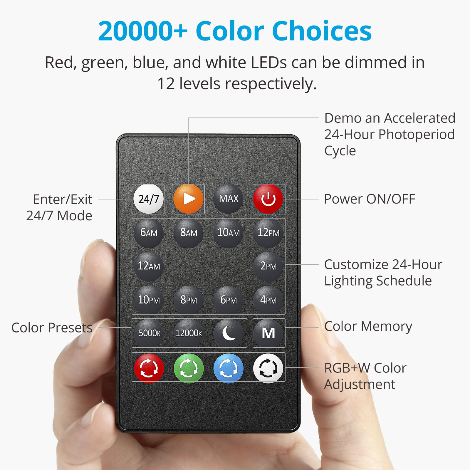 NICREW C10 24/7 LED Aquarium Light for Plants, 12-18 Inches, Full Spectrum Fish Tank Light with Timer, Brightness Adjustable