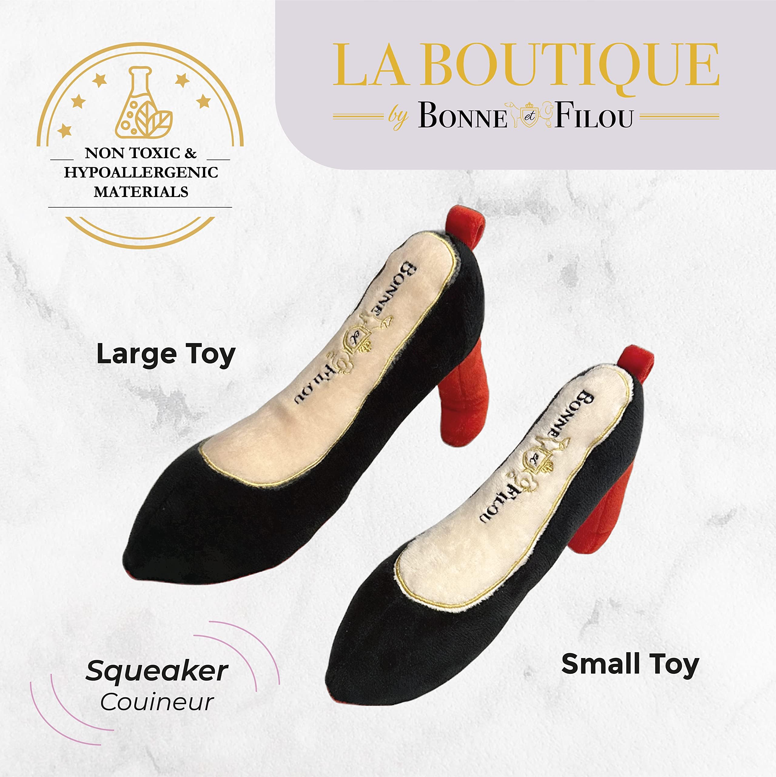 Bonne Et Filou Red High Heel Plush Squeaky Dog Toy Durable And Soft Dog Chew Toy Perfect For Small And Medium Dogs Plush Toys For Aggressive Chewers (1 Large Size)
