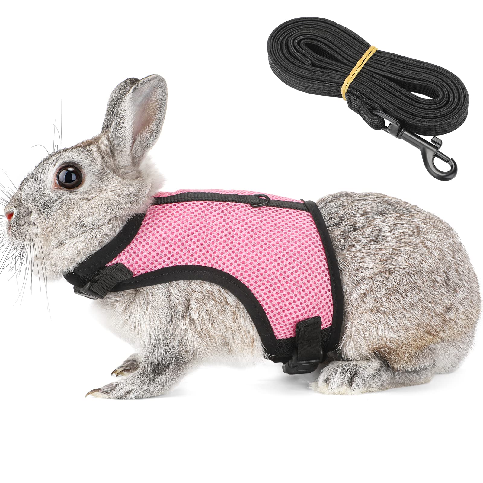 Pettom Bunny Rabbit Guinea Pig Harness Stretchy Elastic Leash Cute Soft Mesh Small Pet Harness No Pull Comfort Outdoor Walking J