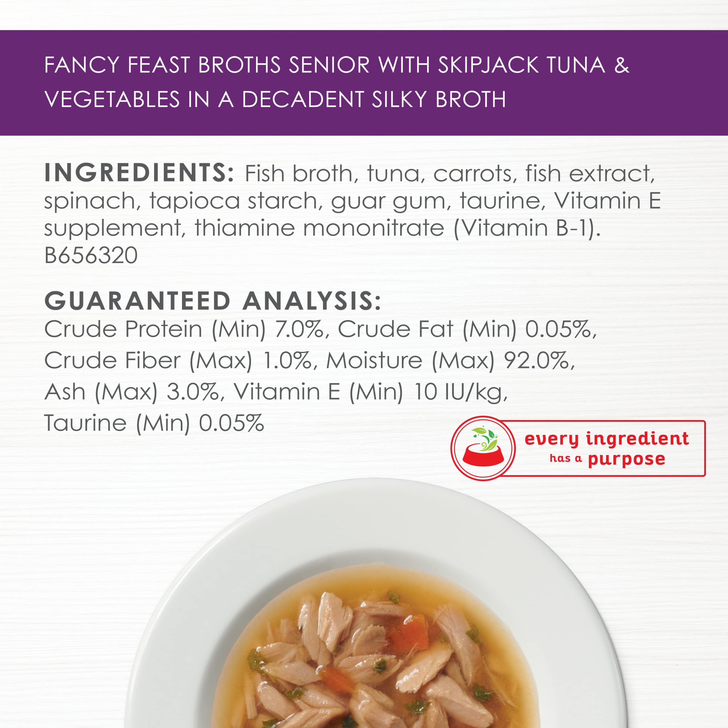 Purina Fancy Feast Lickable Senior Wet Cat Food Broth Topper Classic with Skipjack Tuna and Vegetables - (Pack of 16) 1.4 Oz. Po