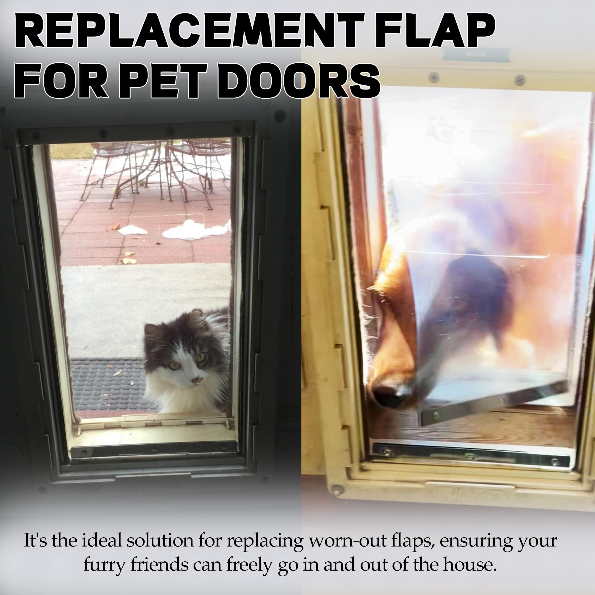 TonGass Transparent Dog Door Flap Replacement - Large 10" x 18", Compatible with Ideal Pet Products, Model DSRWXL