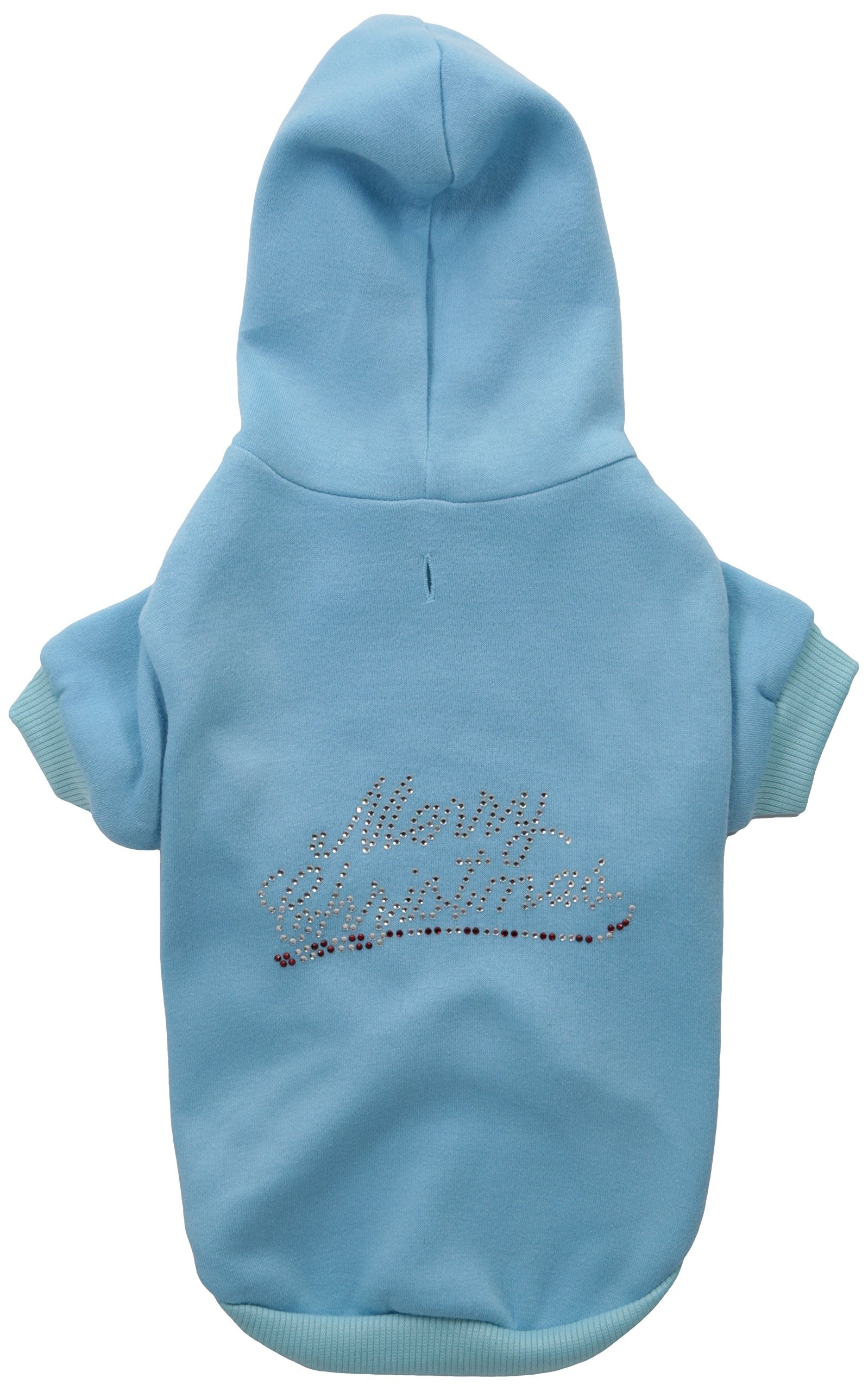 Mirage Pet Products 14-Inch Merry Christmas Rhinestone Hoodies, Large, Baby Blue
