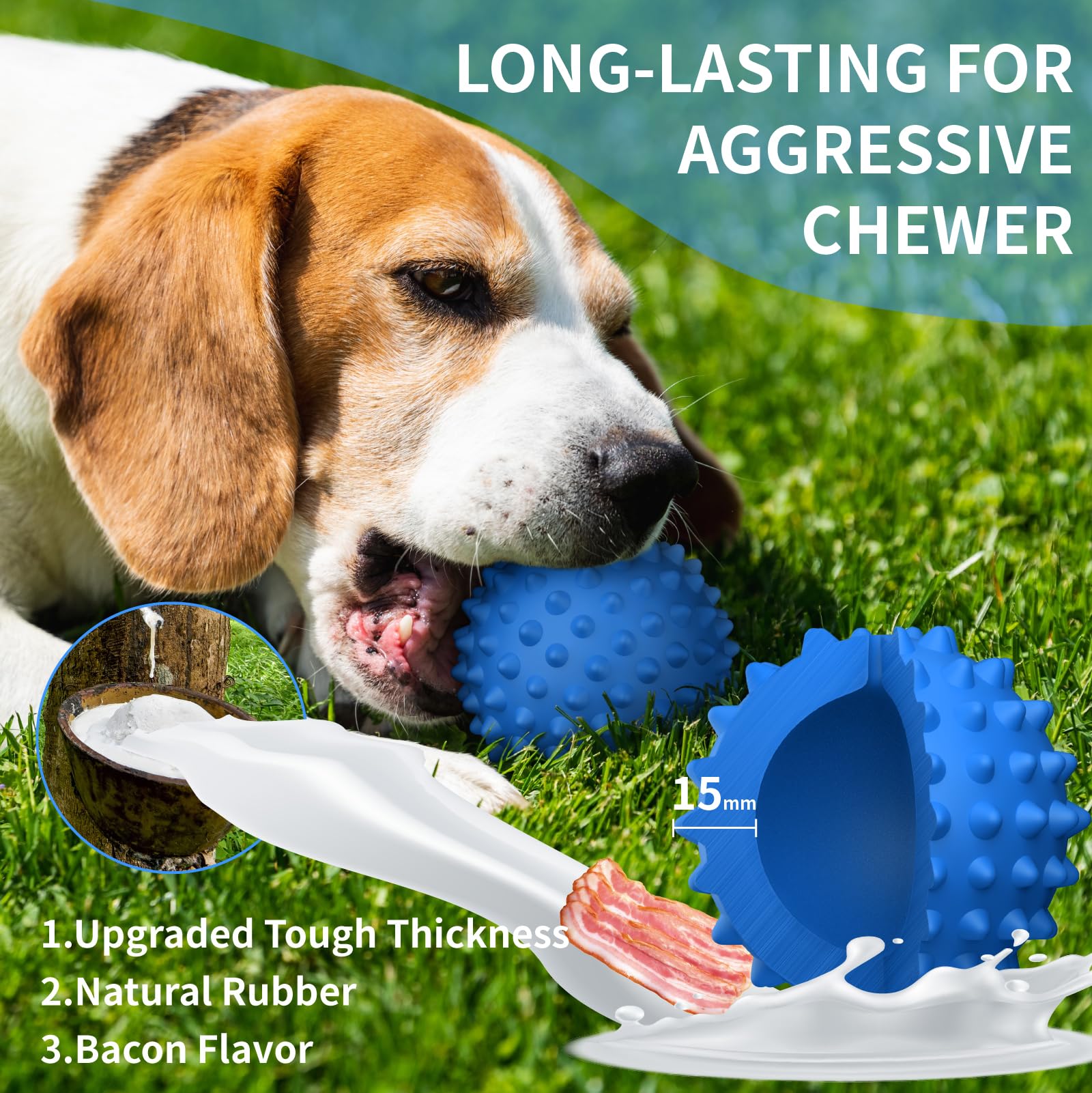 Apasiri Squeaky Ball Dog Toys For Large Dogs, Dog Toy, Indestructible Dog Balls For Aggressive Chewers, Outdoor Dog Toys, Balls
