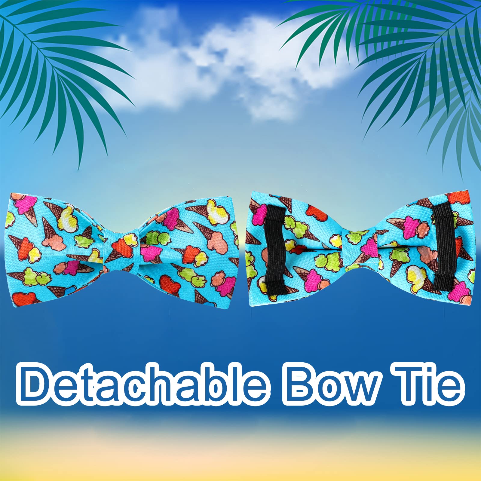 Up Urara Pup Summer Dog Collar With Bow Tie, Cotton Cute Bowtie Dog Collar, Summer Bowtie Collar For Large Boy Girl Dog, Comfort