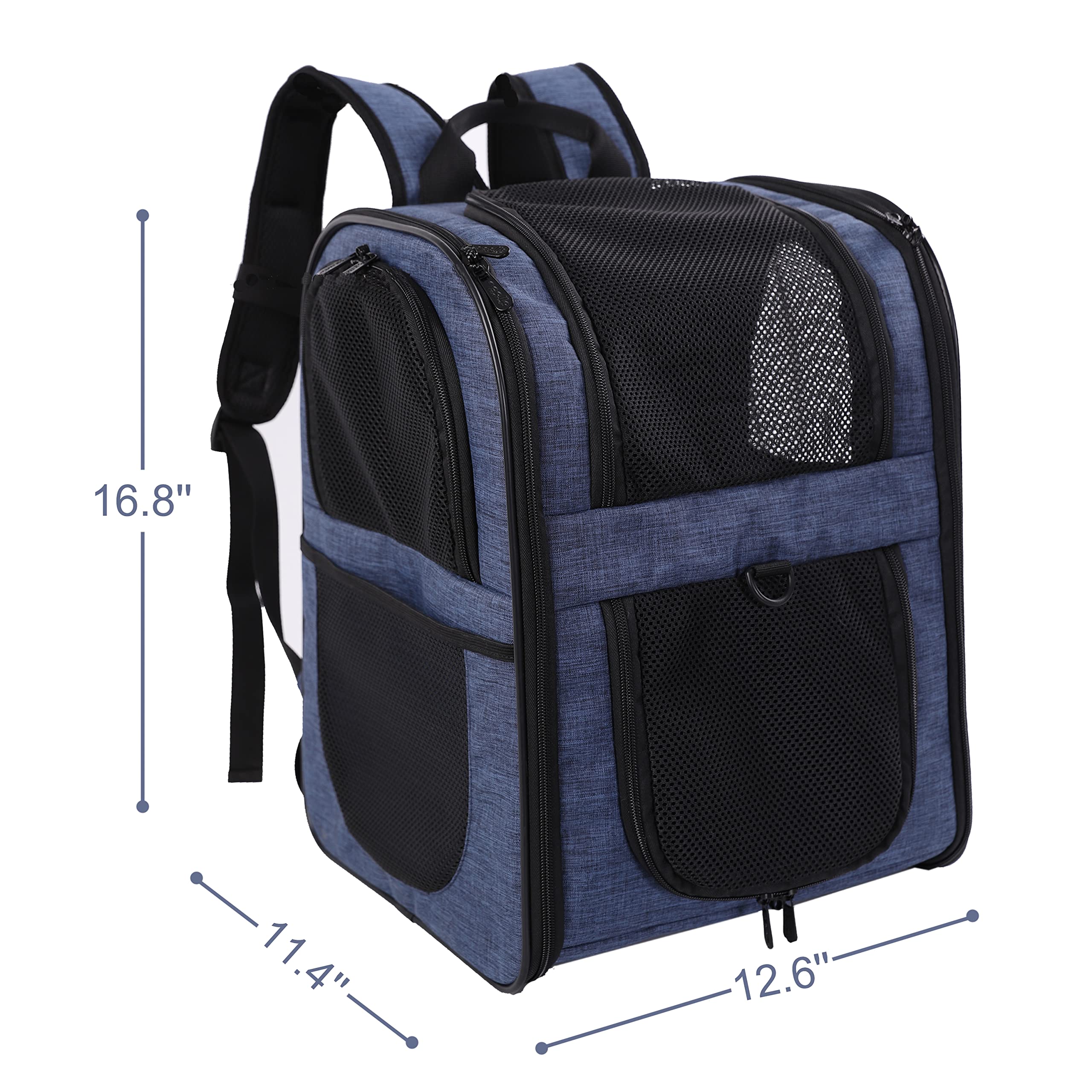 Apollo Walker Pet Carrier Backpack For Large/Small Cats And Dogs, Puppies, Safety Features And Cushion Back Support | For Travel, Hiking, Outdoor Use (Navy)