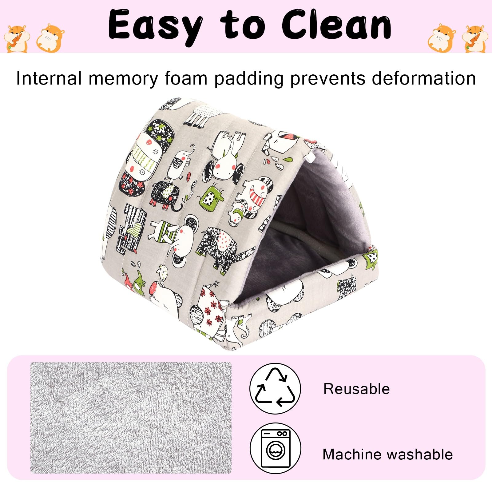 Upins Guinea Pig Hideout,Guinea Pig Bed Washable Small Animal House Cage Accessories For Mouse Chinchillas Hamsters Hedgehogs Fe