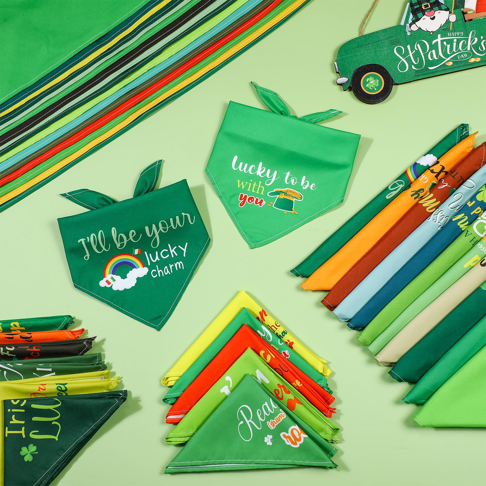 Clysee 100 Pcs St Patrick'S Day Dog Bandana Bulk With Sayings Pet Triangle Scarf Bibs Washable Puppy Kerchief Adjustable Groomin