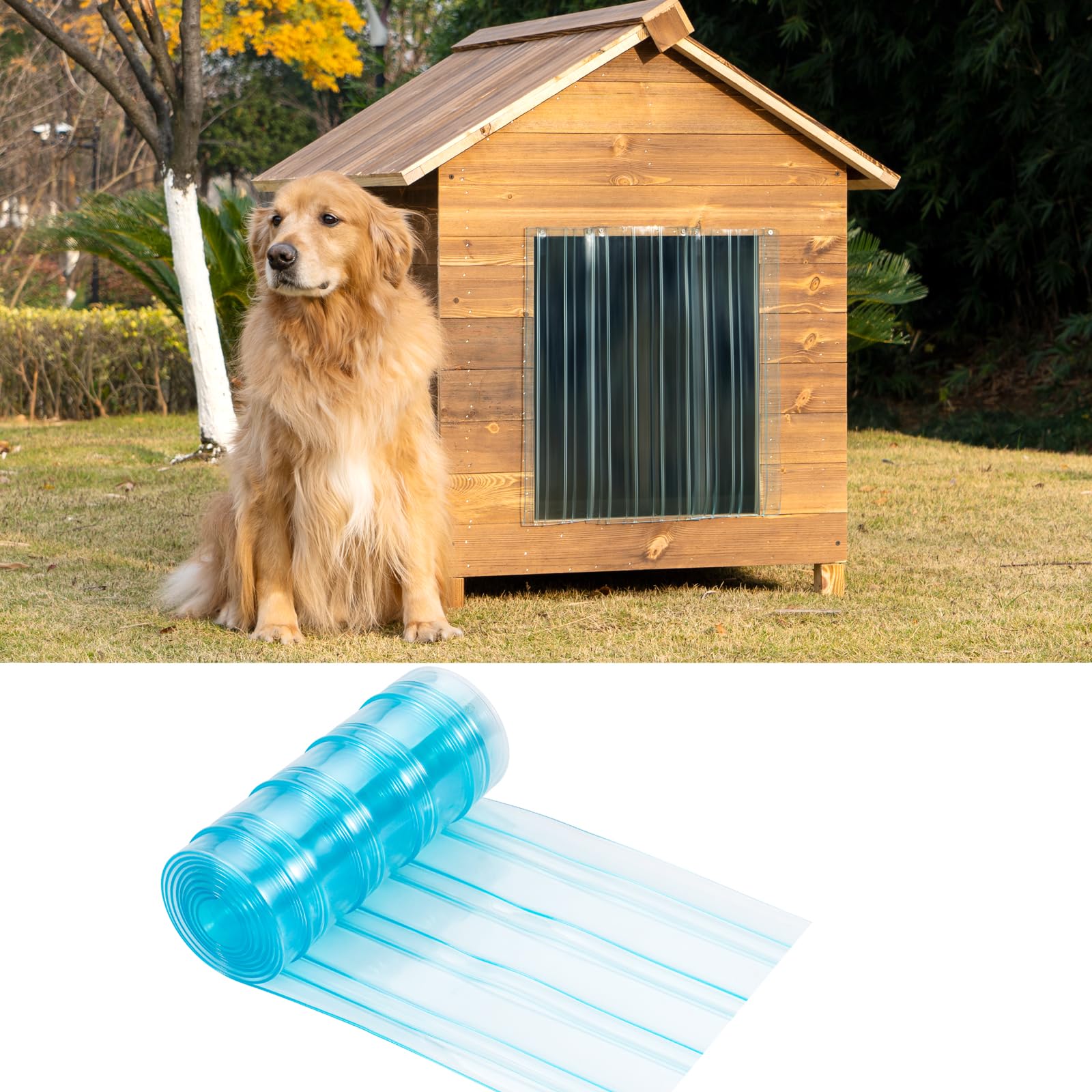 Uross Dog Door Flap - 10.8 Ft X 7.9 In Weather Diy Cat Pet Door, Vinyl Plastic Replacement For Large Dog House, Ideal For Doggie