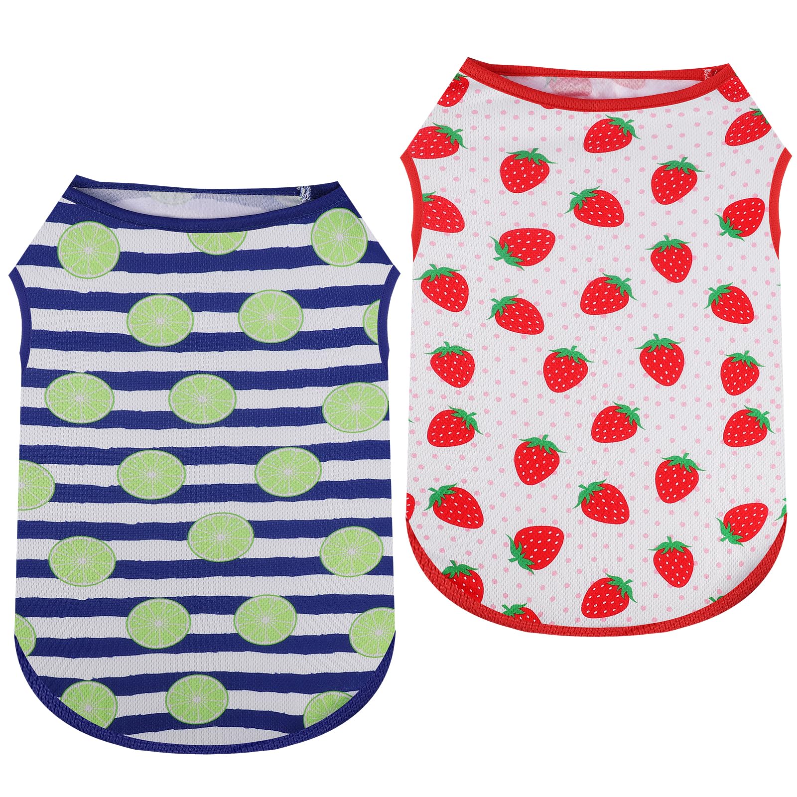 2 Pack Dog Shirt For Small Dogs - Cute Puppy Soft Vest Sleeveless T-Shirt Summer Funny Strawberry Lemon Print Dog Clothes Lightw