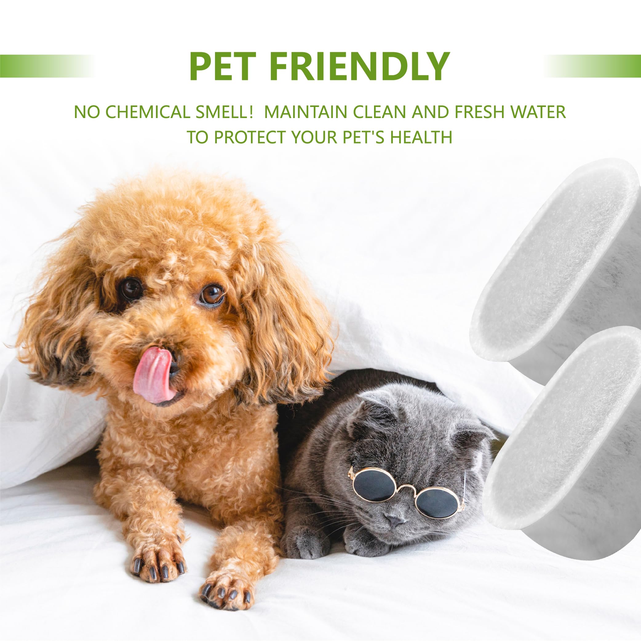 Toggath Cat Water Fountain Charcoal Replacement Filters Compatible With W300 W300B W500 Automatic Pet Fountain 67Oz/2L & 71Oz/2.
