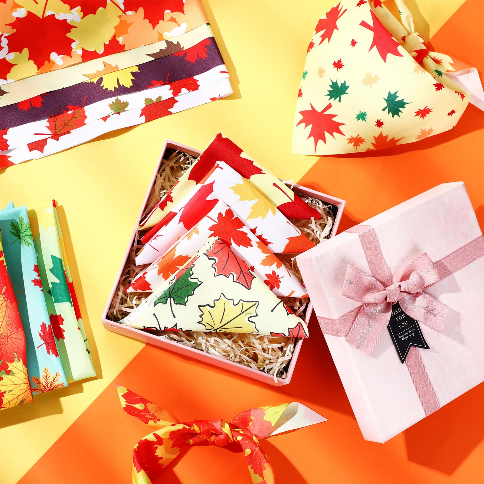 Abbylike 200 Pcs Fall Dog Bandanas Bulk Maple Leaves Bandanas for Dog Pet Triangle Kerchief Bibs Scarf for Fall Autumn Thanksgiv