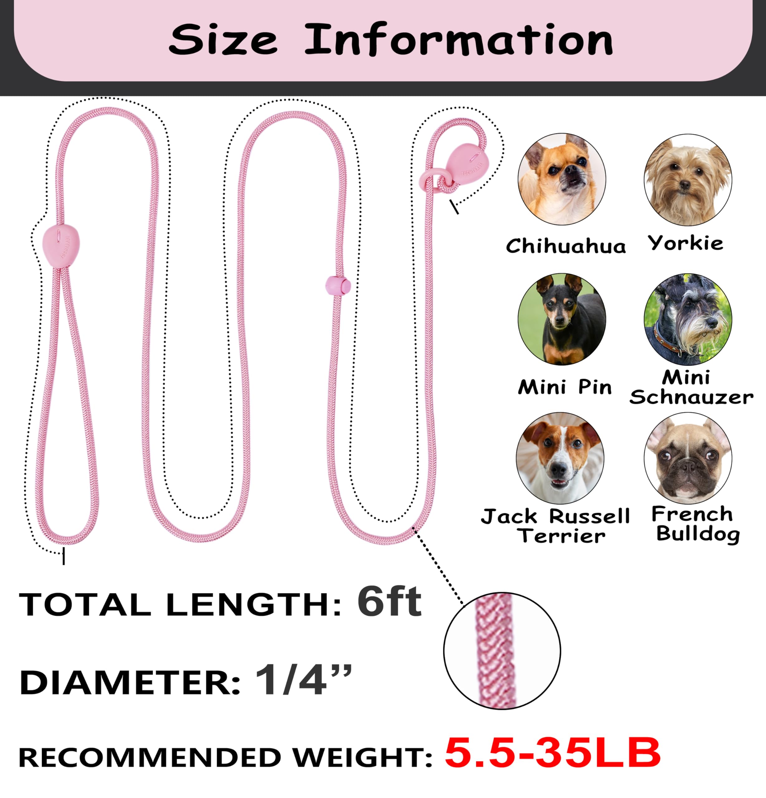 Slip Leash for Dogs 6FT Slip Lead Strong Dog Training Leash Heavy Duty Slip Leash No Pull Dog Slip Lead Comfortable Rope Dog Lea