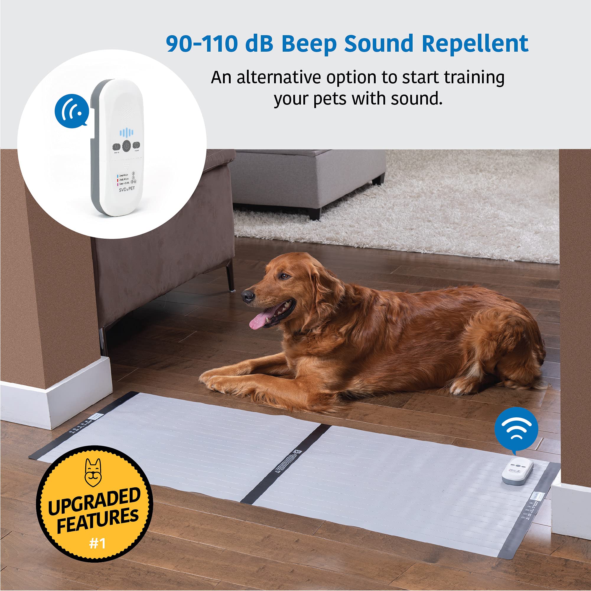 SVD.PET Pet Training Mat with Tester, Large 48 X 20, Dogs & Cats Shock Pad, Electronic Repellent scat mat for Indoor, 3 Training