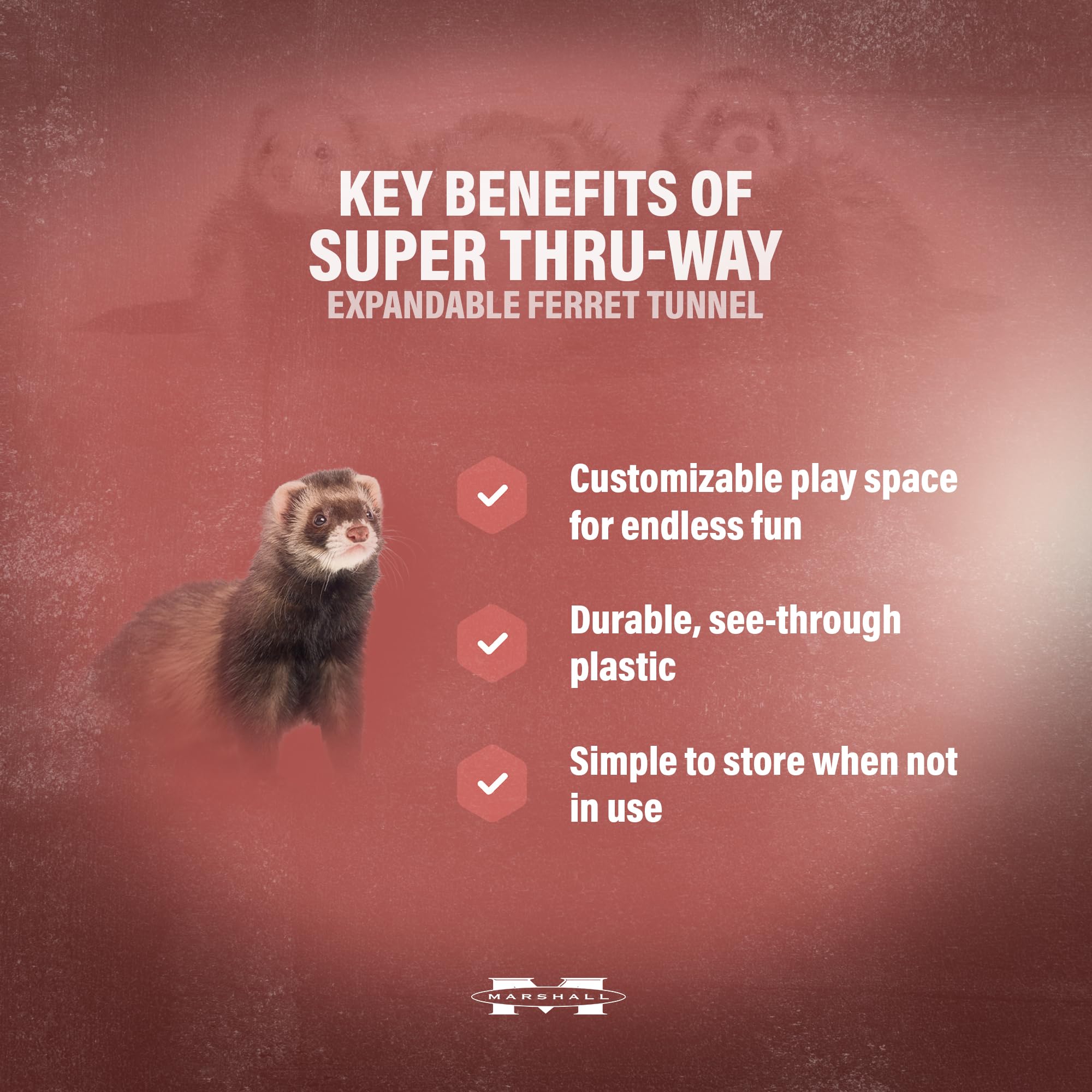 Marshall Pet Products Super Thru-Way - 15-Foot Interactive Tunnel For Ferrets And Small Pets, Durable And Flexible Design, Encourages Play And Exploration